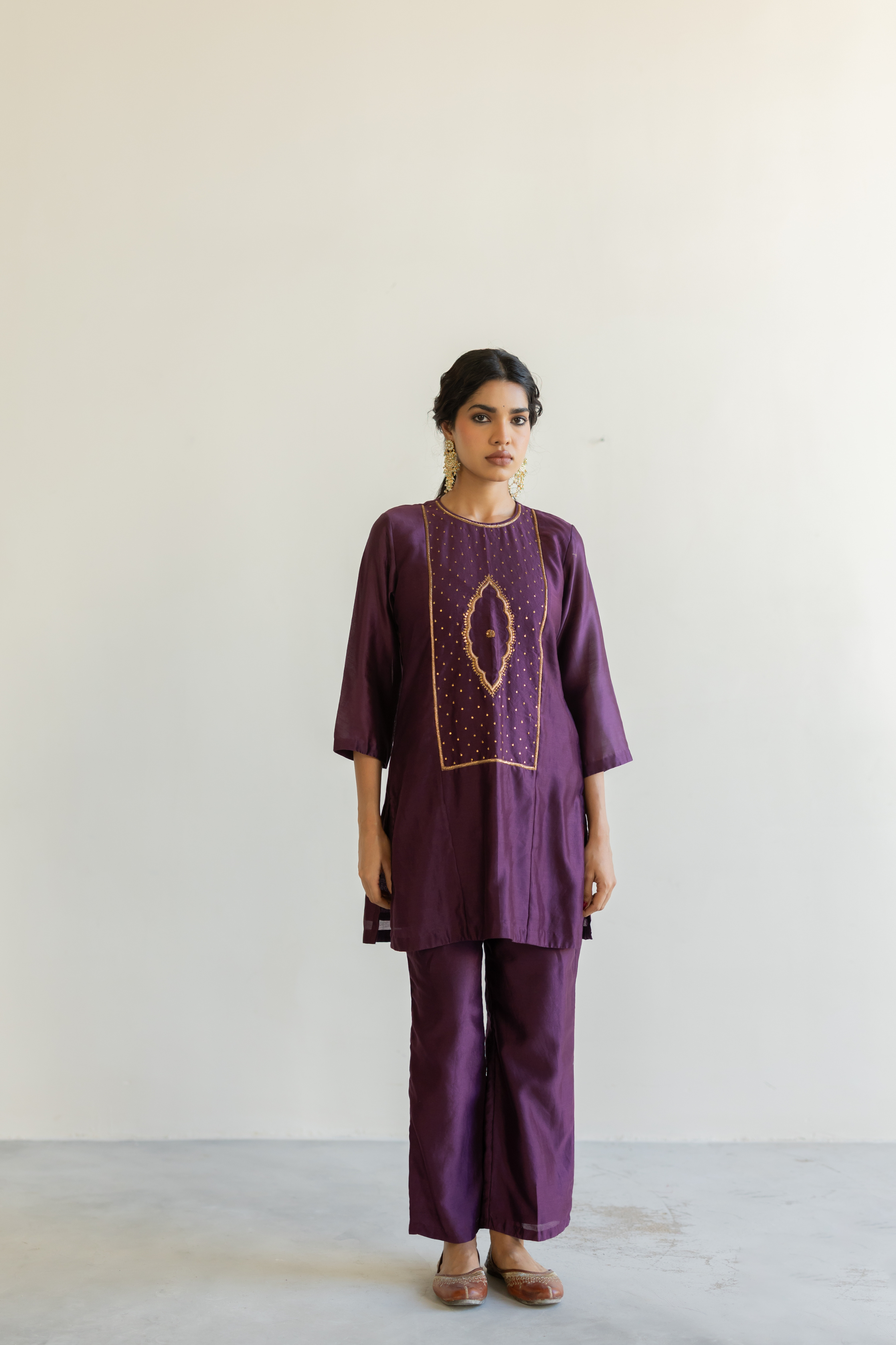 Aubergine Naaz kurta with Sitara odhani