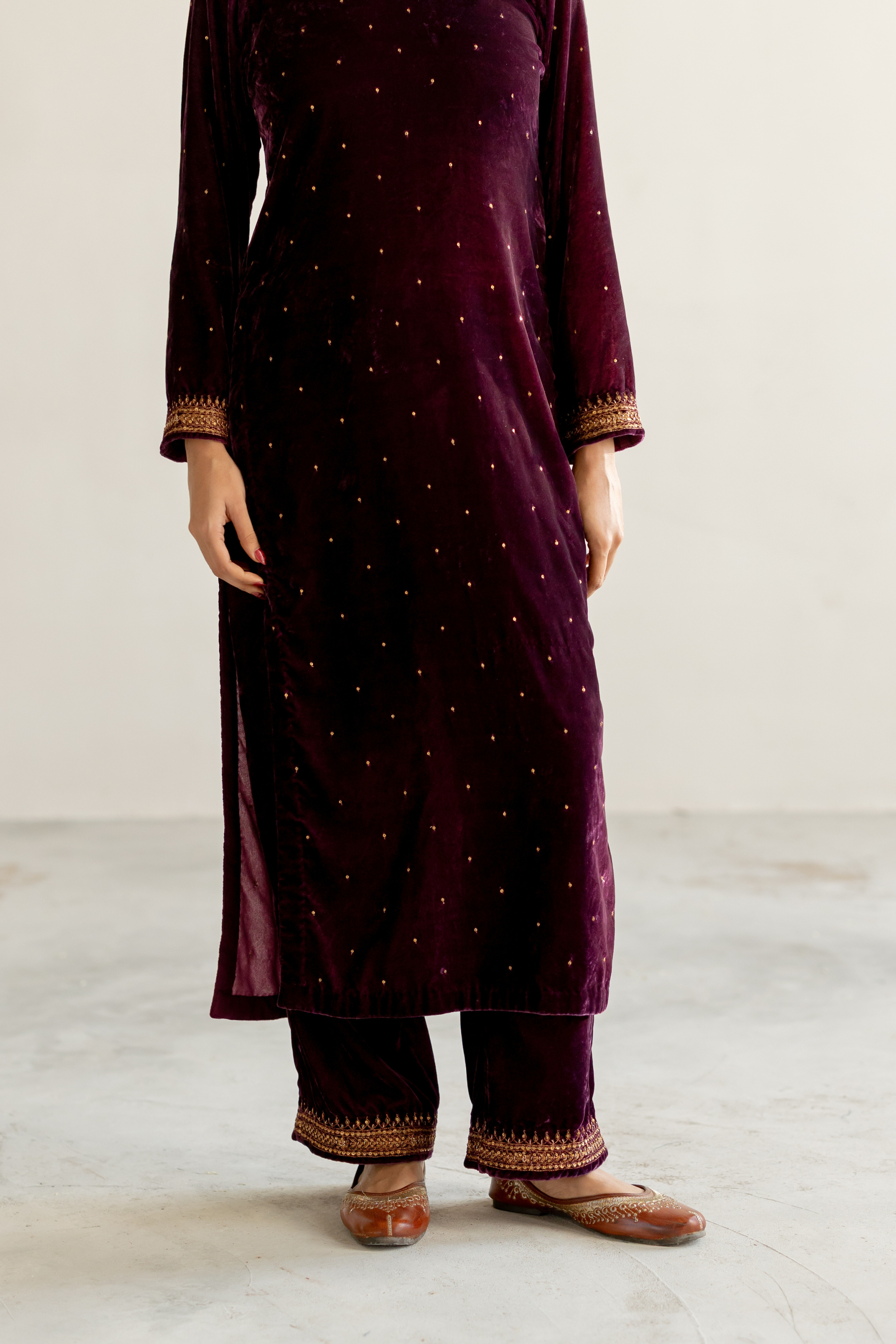 Aubergine Arzin Kurta set
