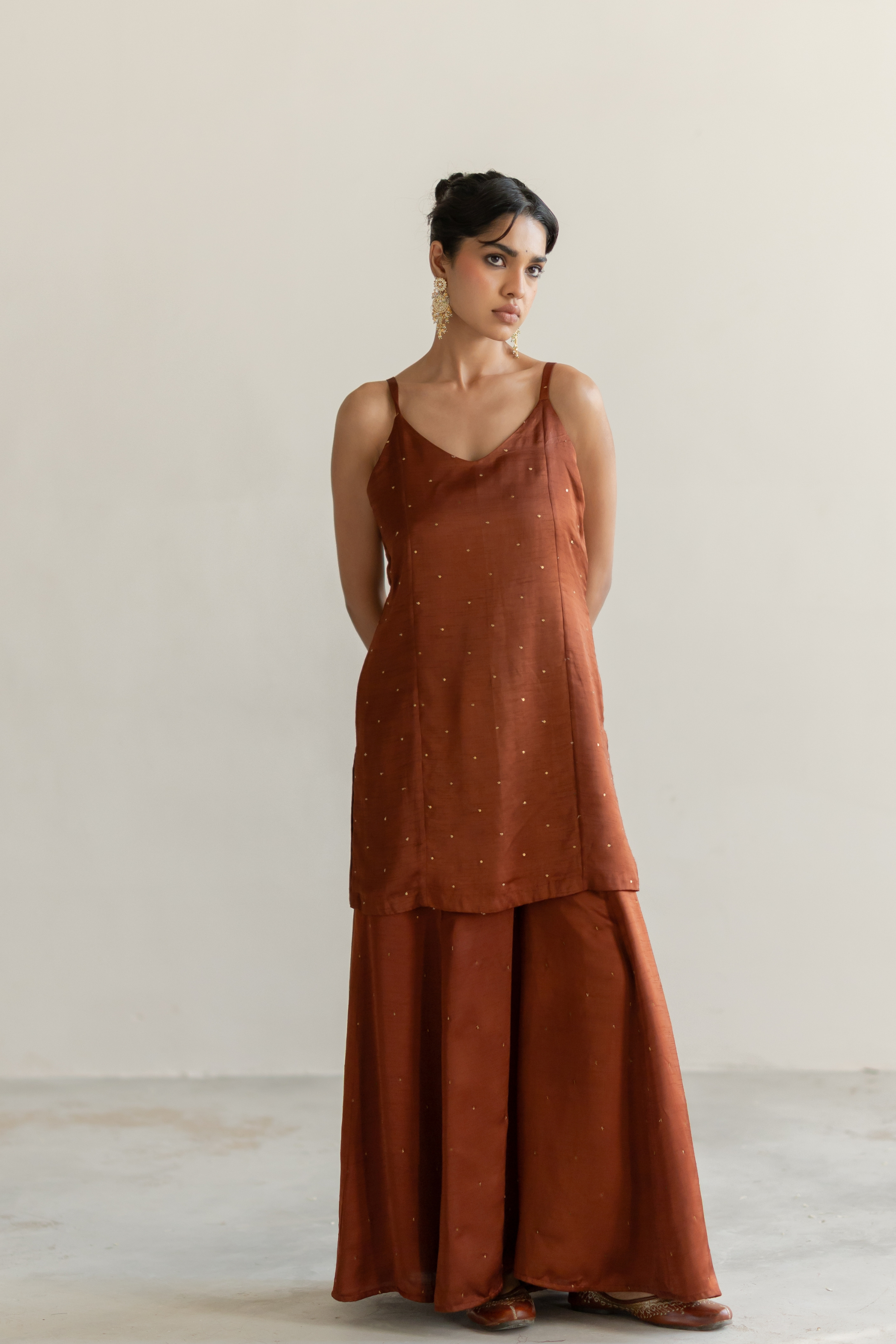 Brown Roshni Gharara set