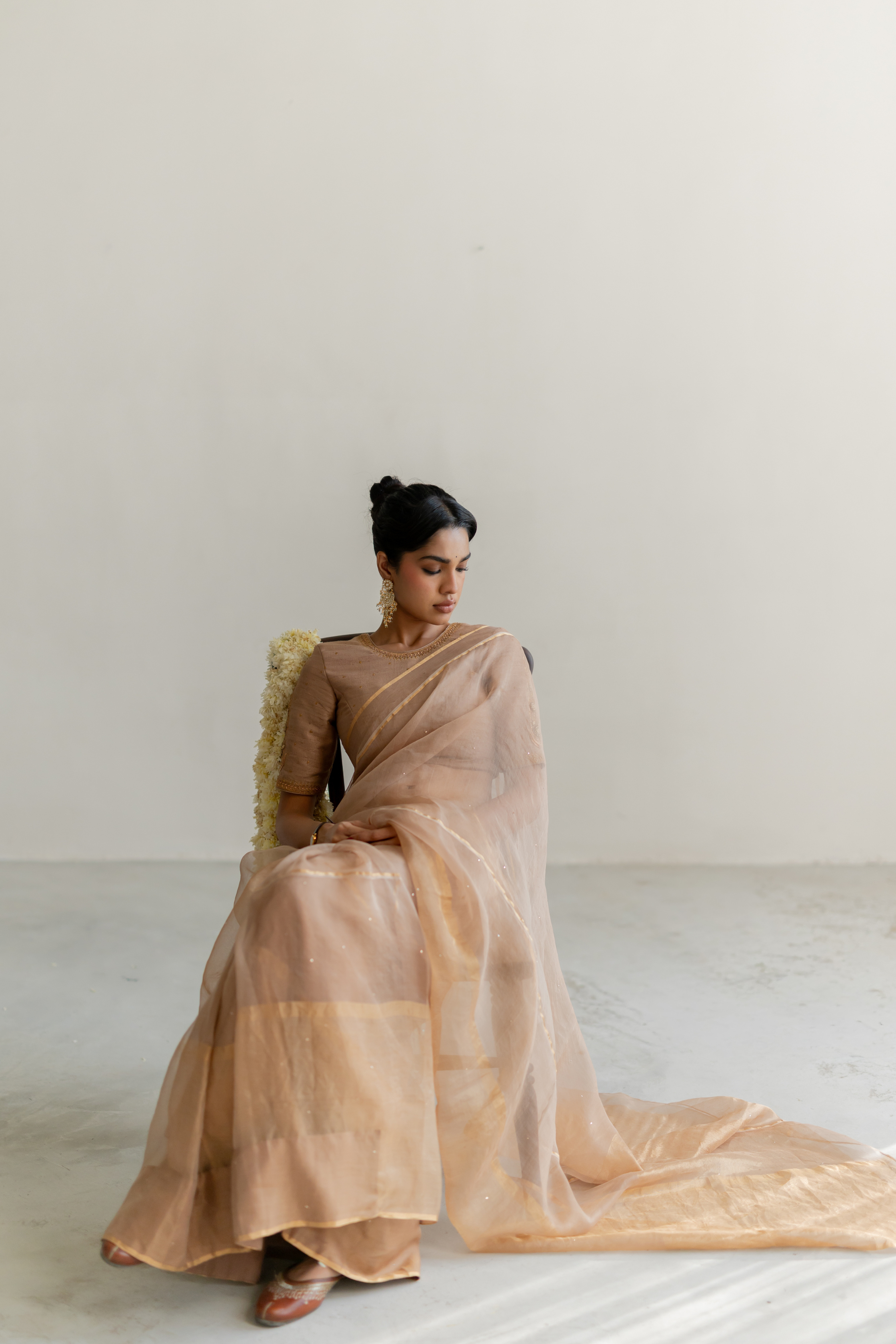 Vintage Brown Gulbahar Saree & Blouse