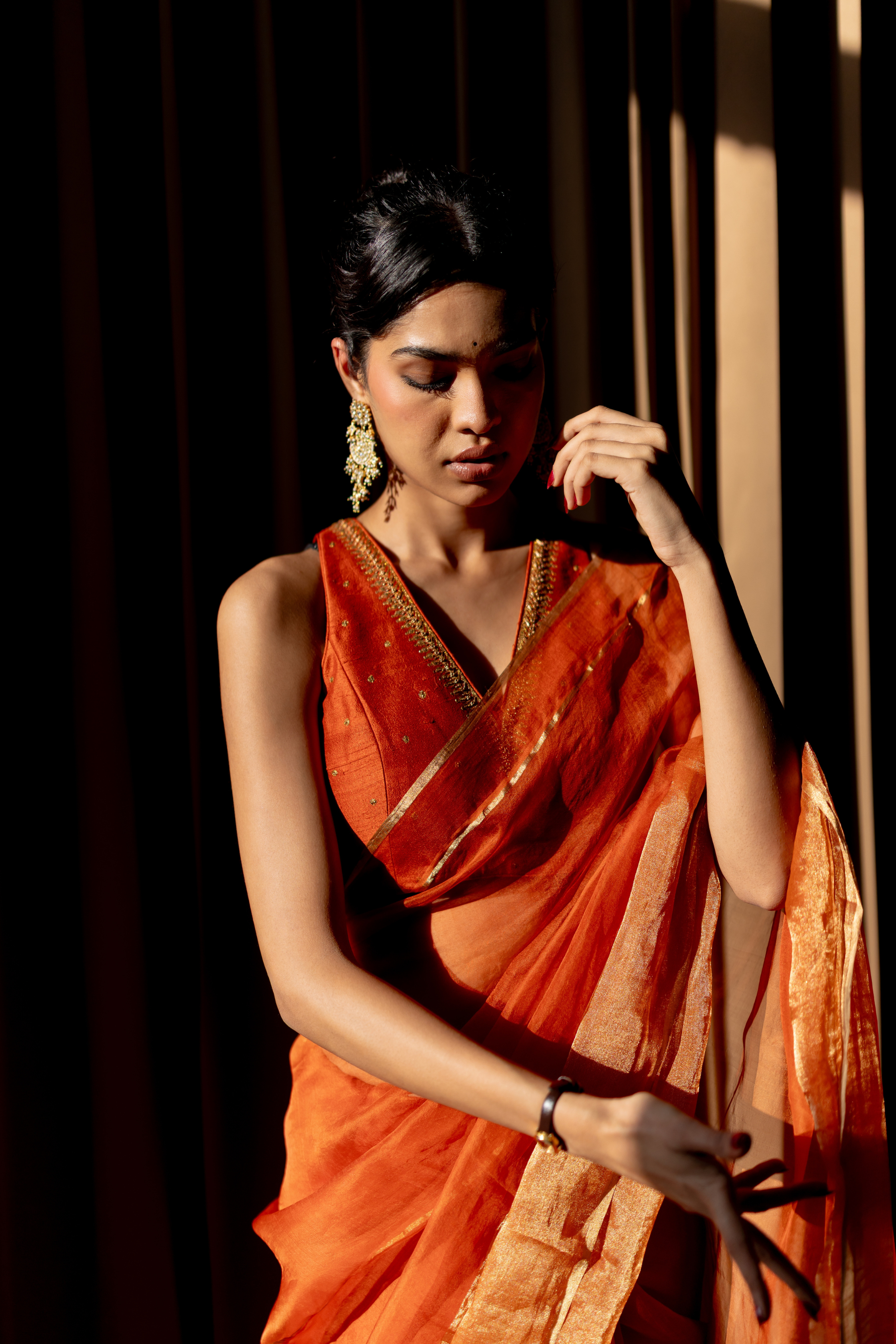 Rust Gulbahar Saree & Blouse