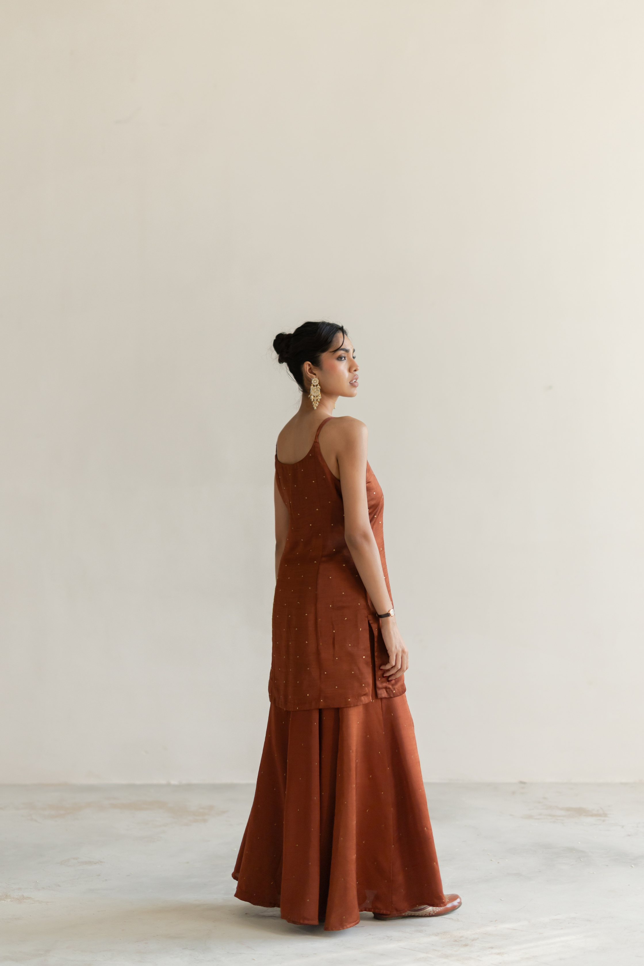 Brown Roshni Gharara set