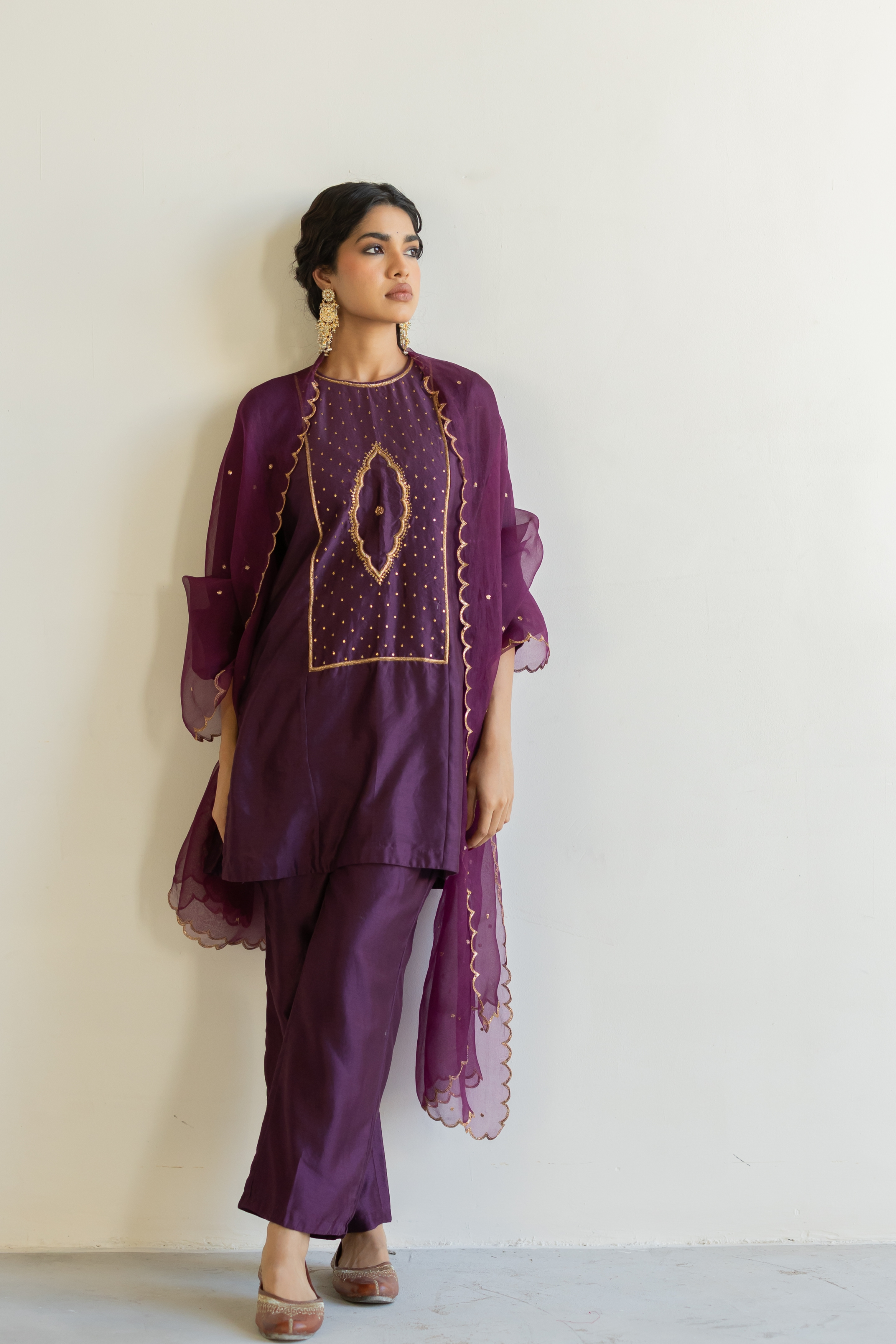 Aubergine Naaz kurta with Sitara odhani
