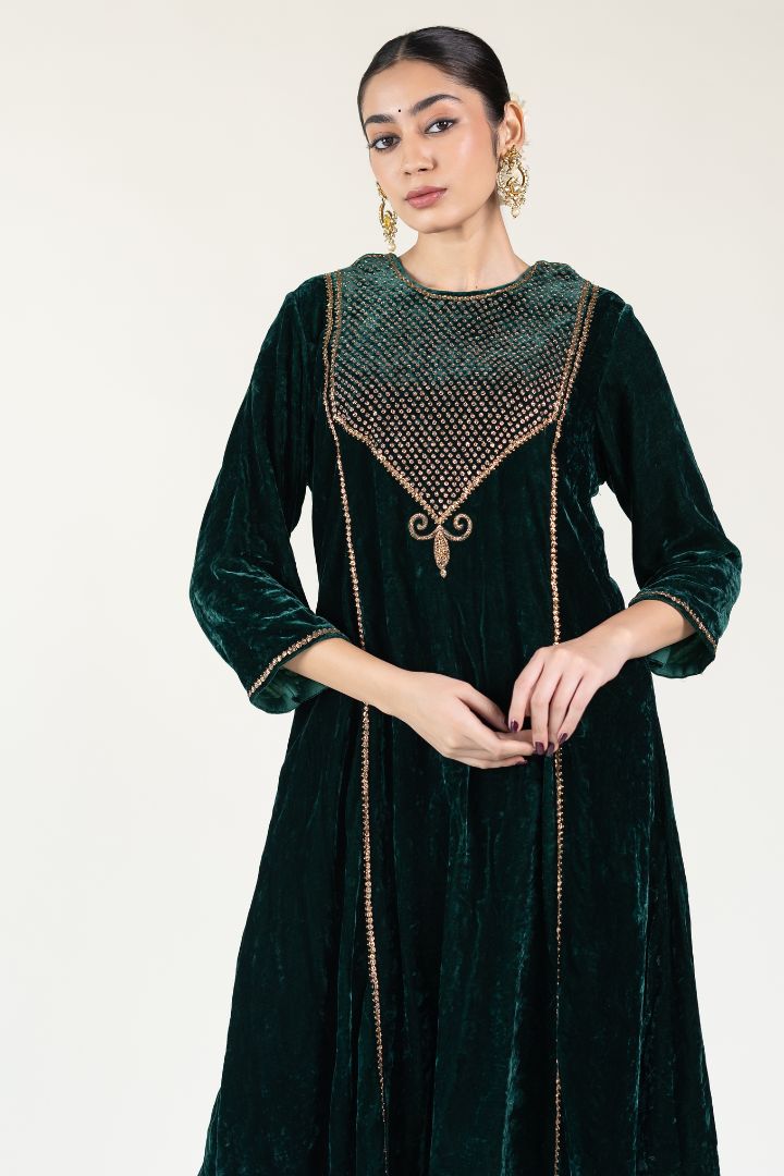 Emerald Velvet Abho Set