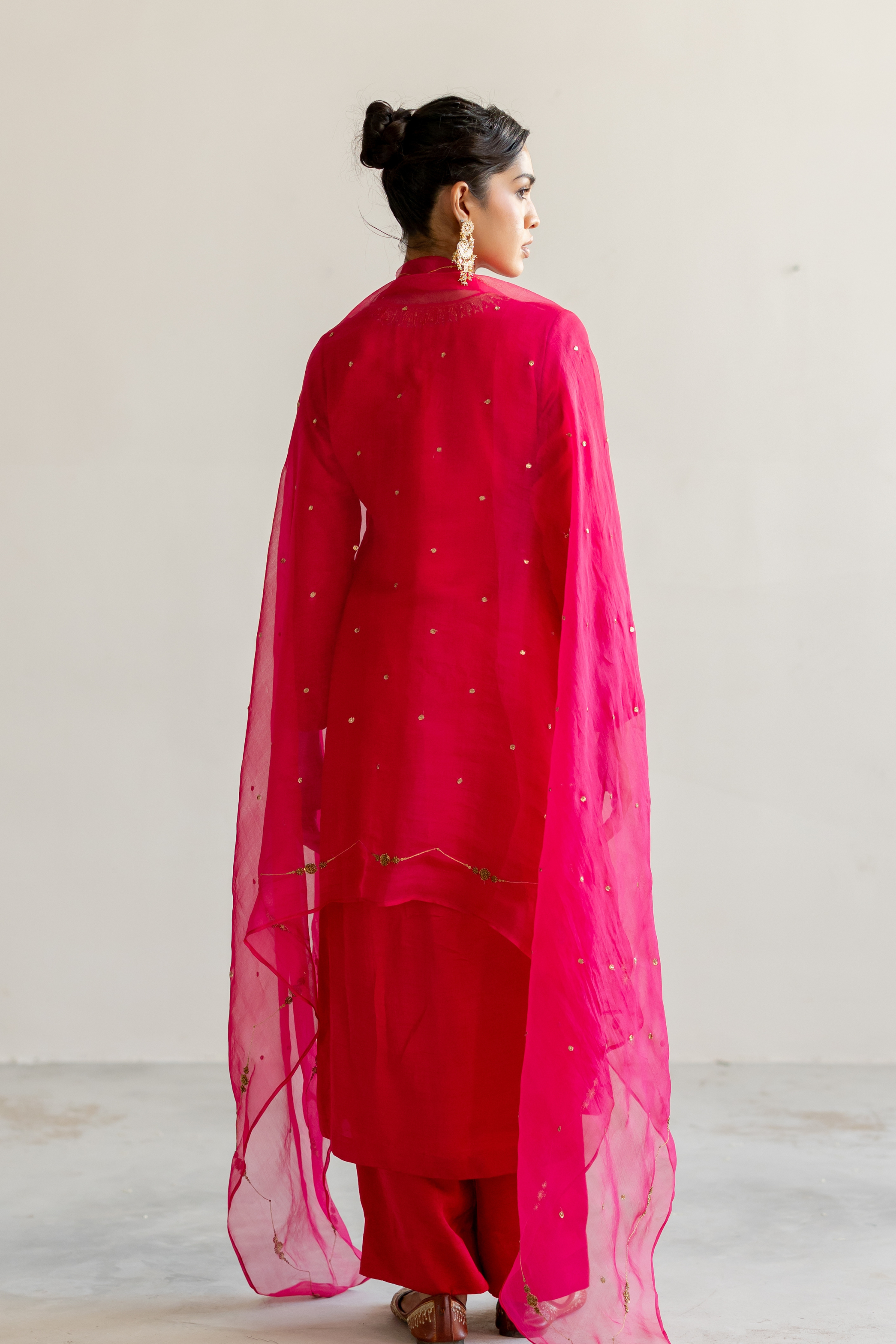 Rani Pink Ambar Kurta set with Neelam Odhani