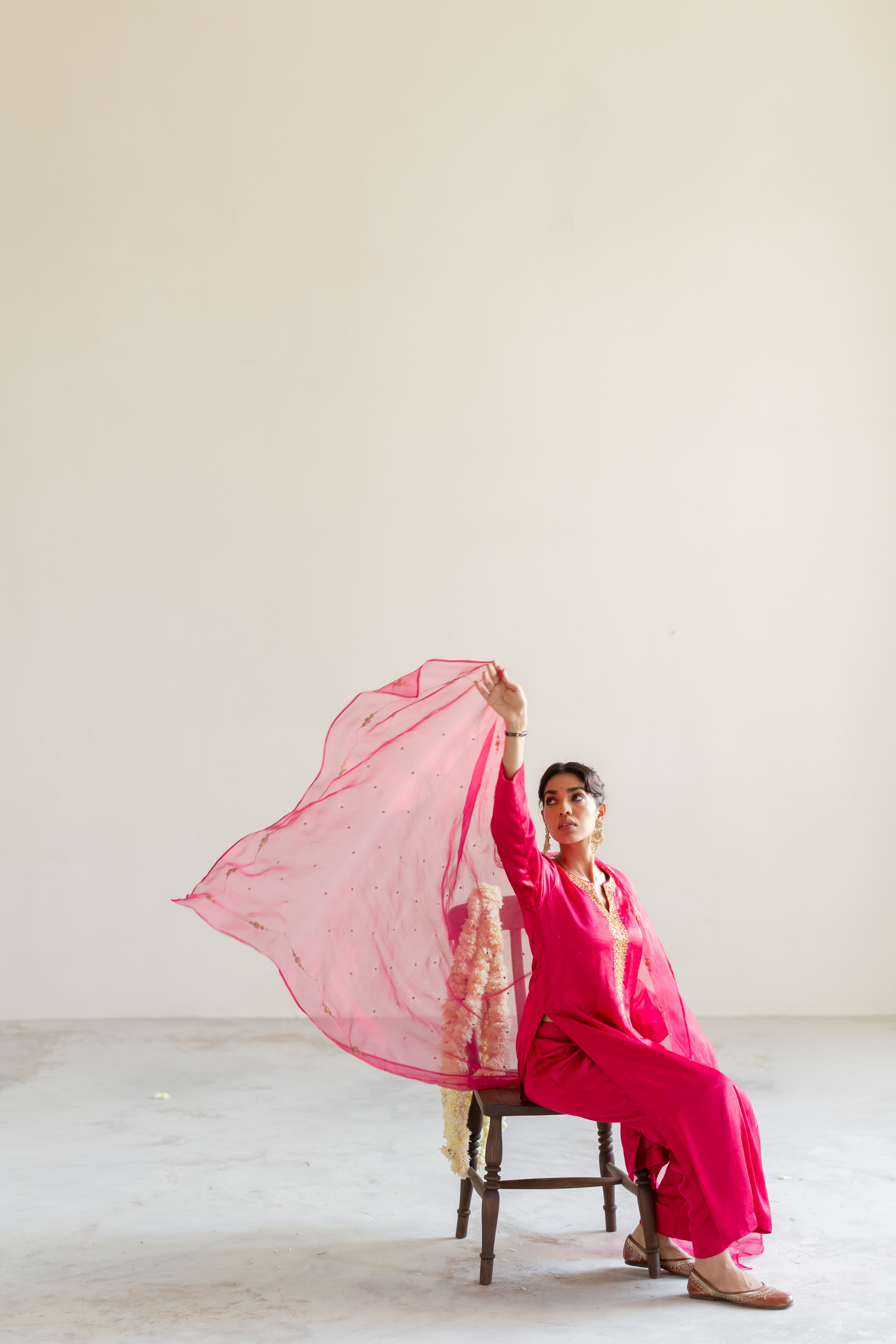 Rani Pink Ambar Kurta set with Neelam Odhani