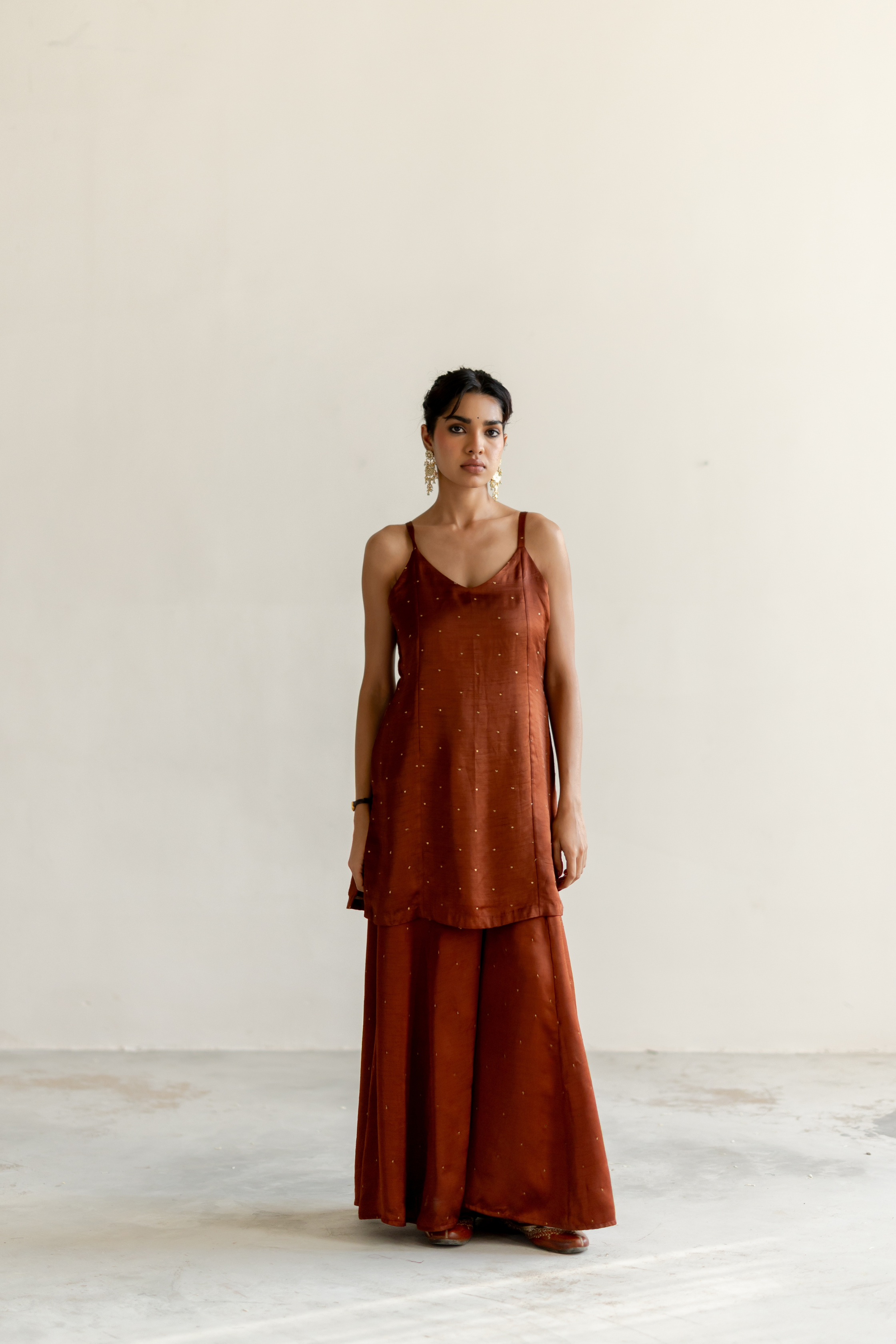 Brown Roshni Gharara set