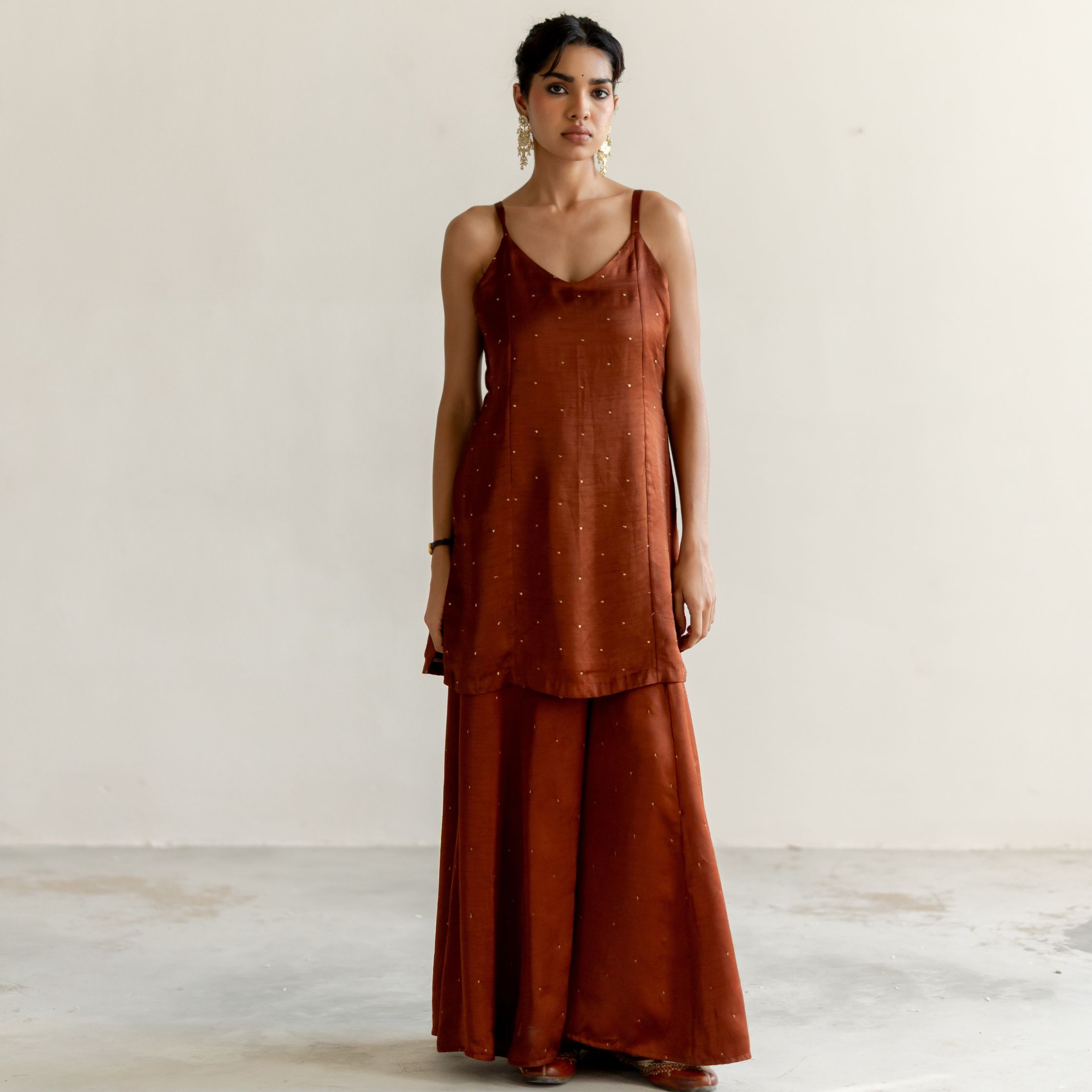 Brown Roshni Gharara set