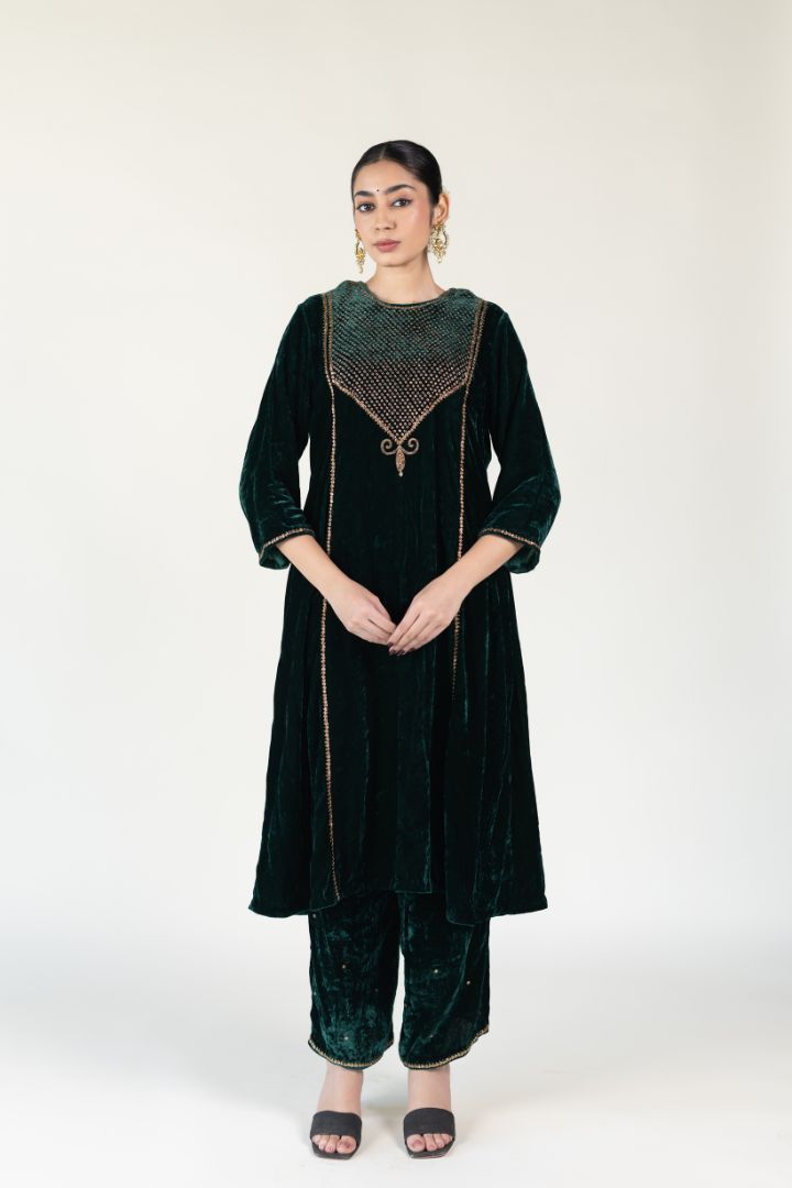 Emerald Velvet Abho Set