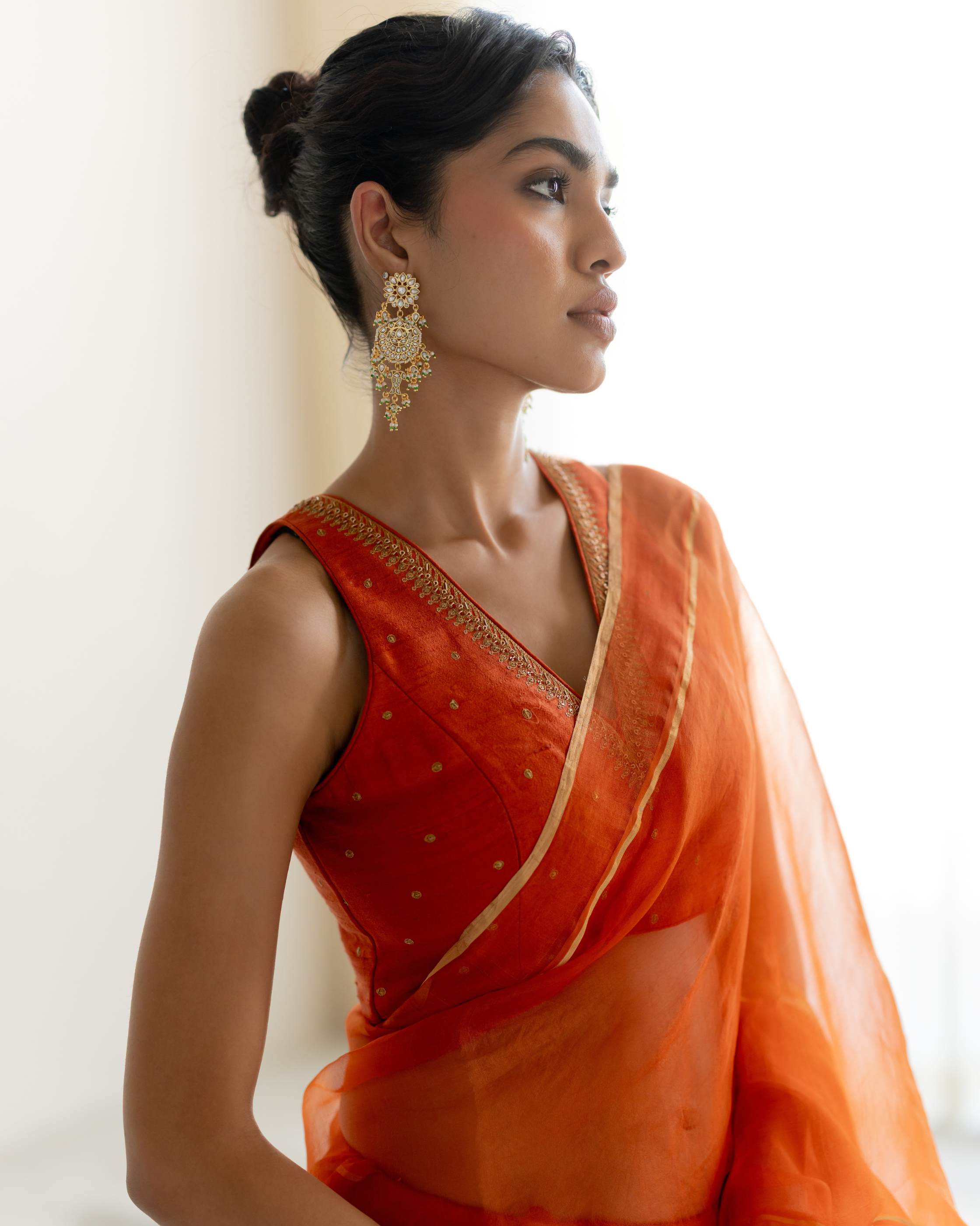 Rust Gulbahar Saree & Blouse