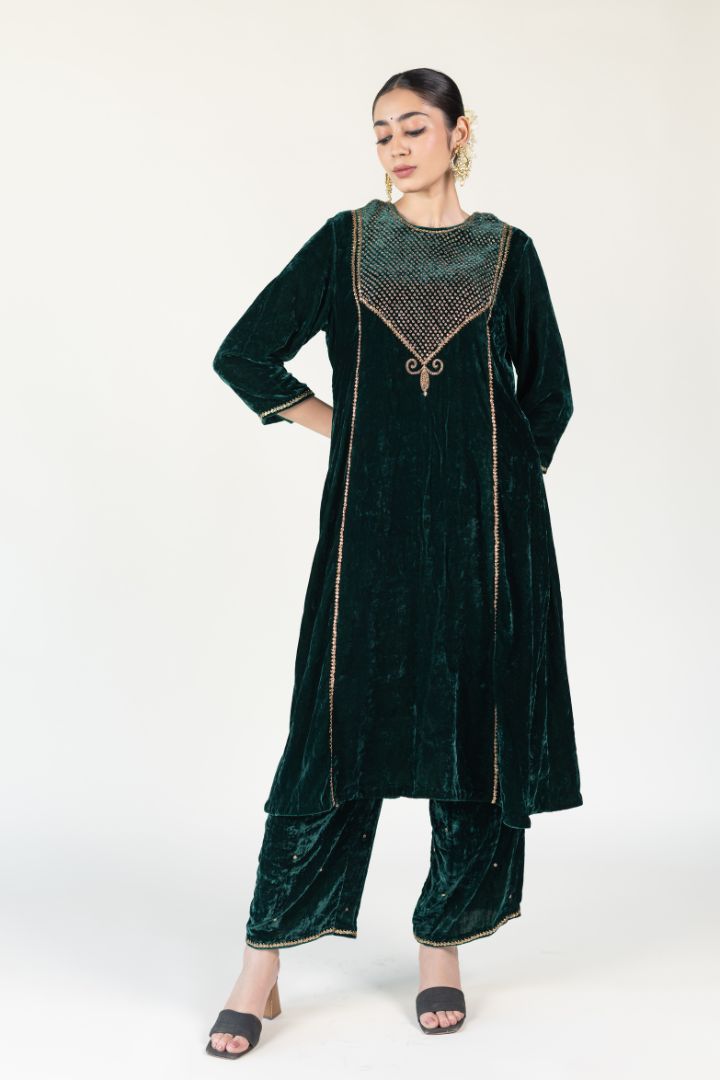 Emerald Velvet Abho Set