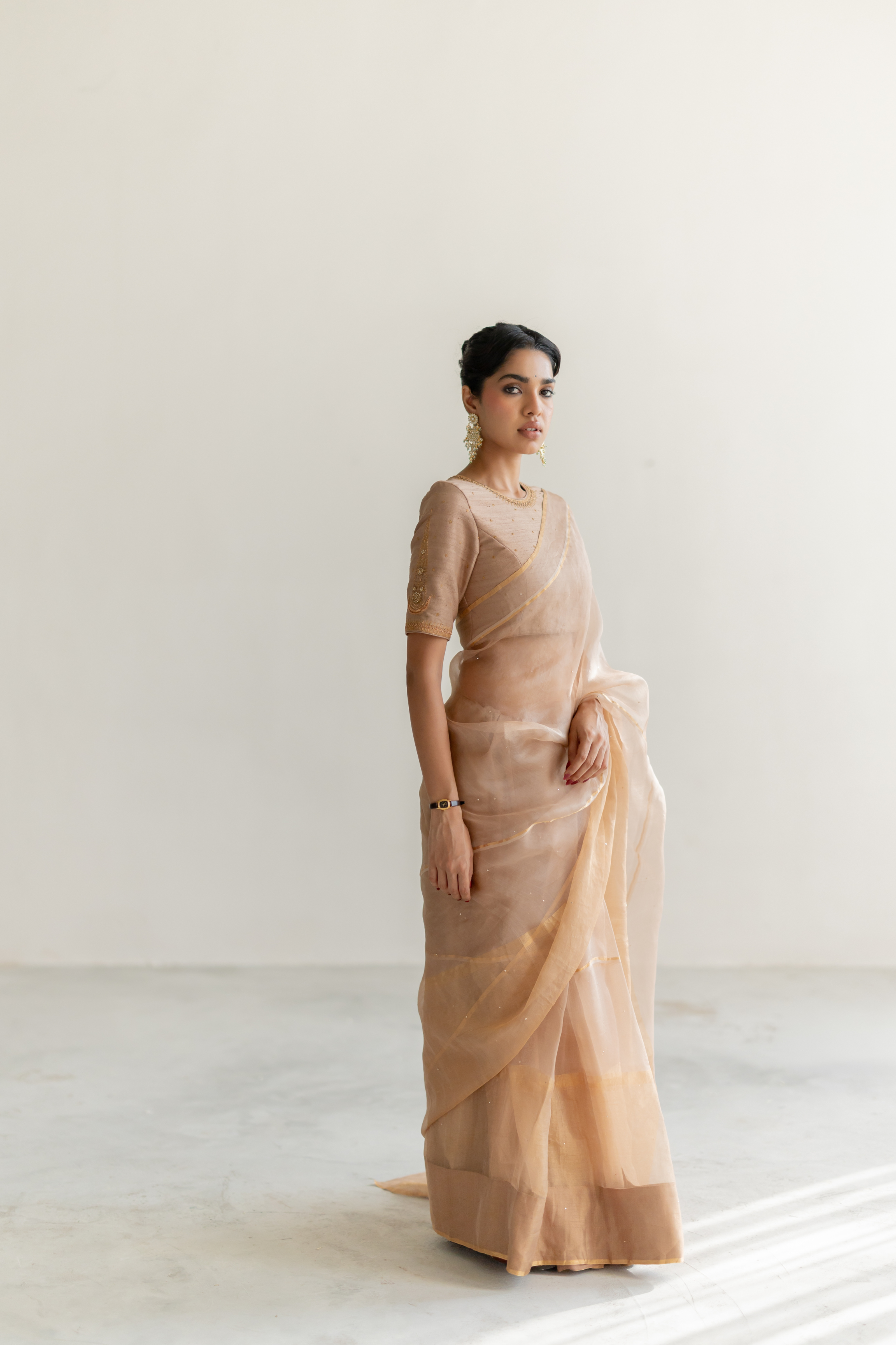 Vintage Brown Gulbahar Saree & Blouse