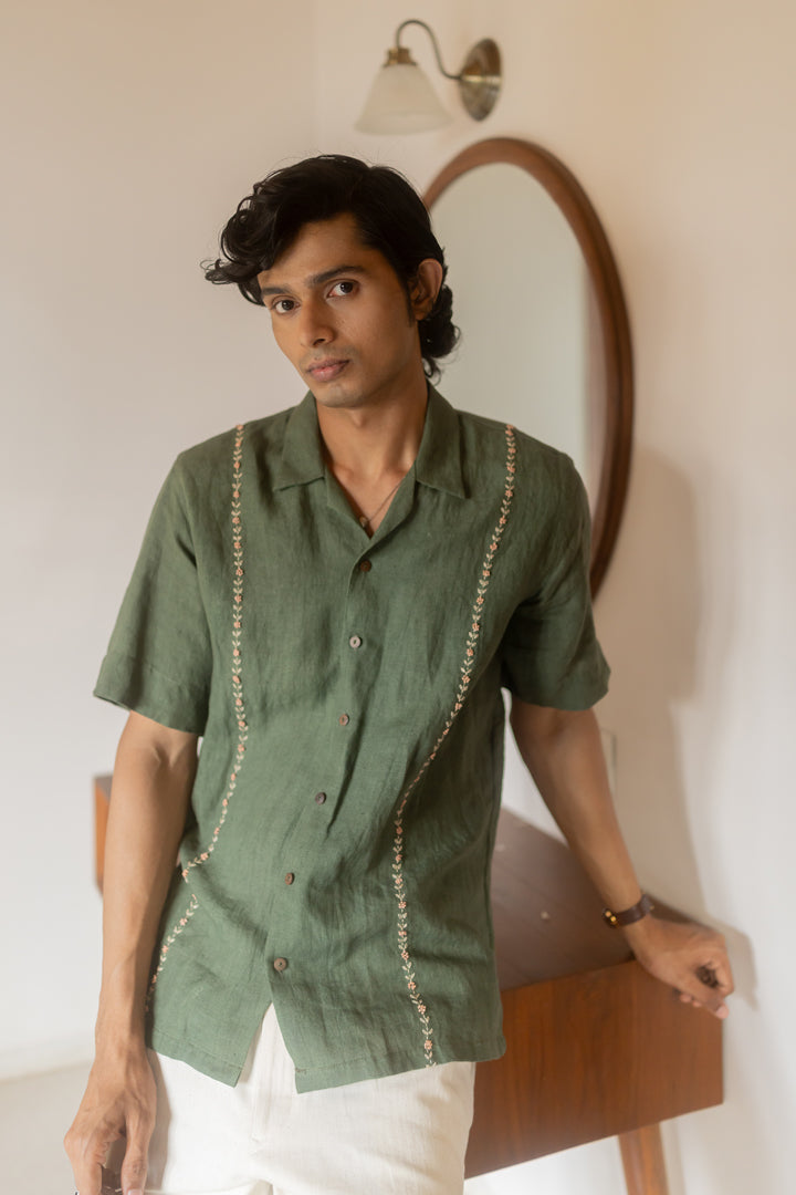 Kamal Linen Shirt - Sage Green