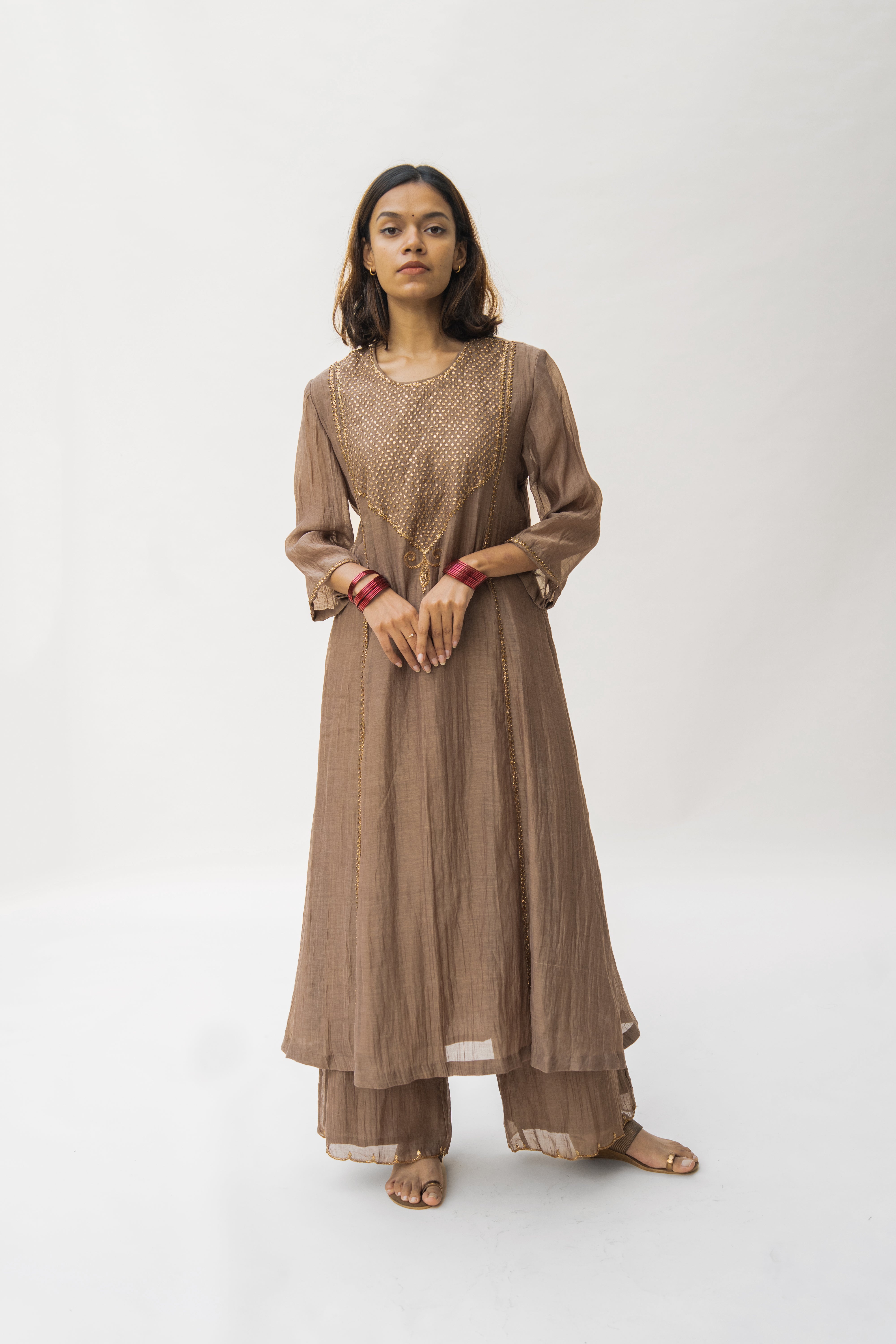 Vintage Brown Firdaus Abho And Izaar (Set of 2)