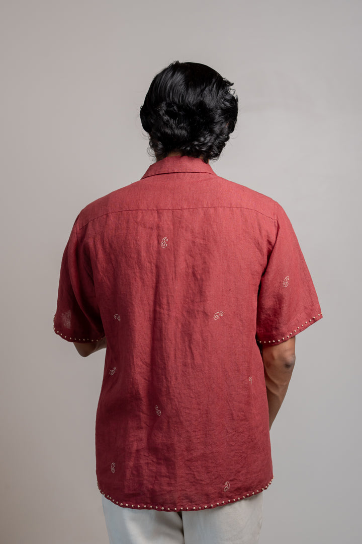 Kamal Linen Shirt - Maroon