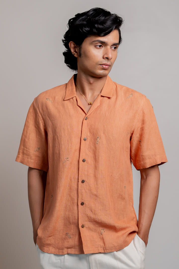Kamal Linen Shirt- Pastel Orange