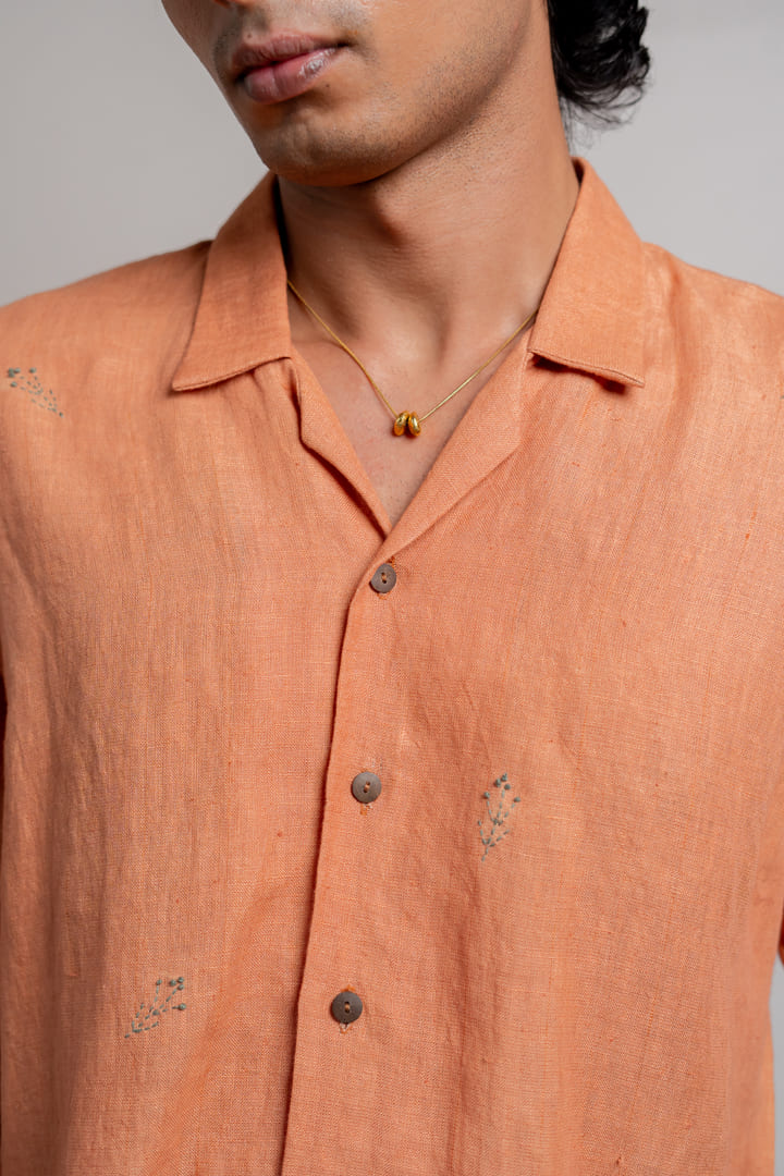 Kamal Linen Shirt- Pastel Orange
