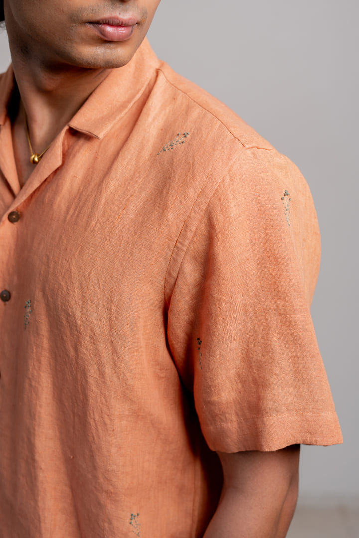 Kamal Linen Shirt- Pastel Orange