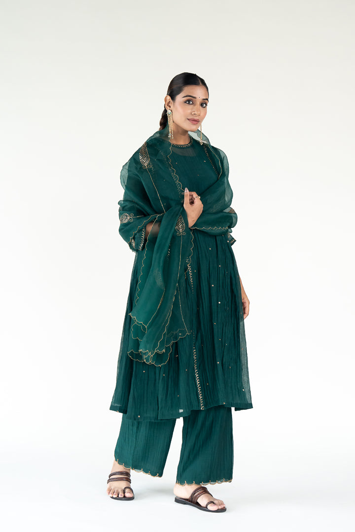Rani Pink Baadal Kurta (set of 3)