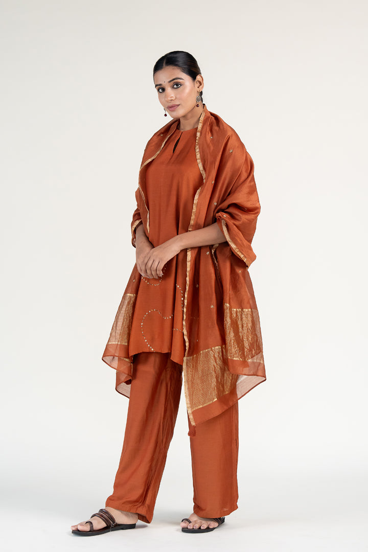 Rust Mehr Kurta (set of 3)