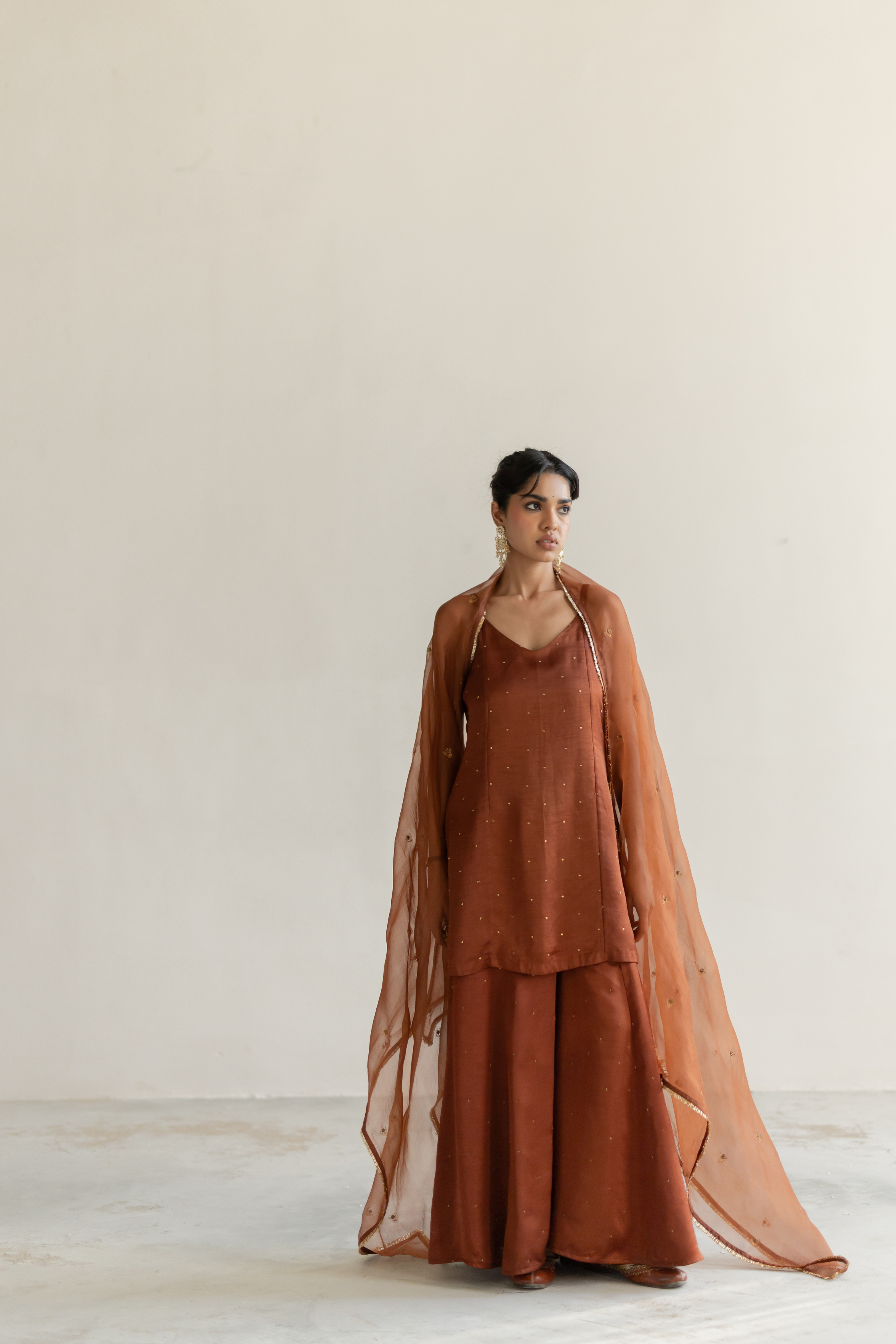 Brown Roshni Gharara Noora Odhani