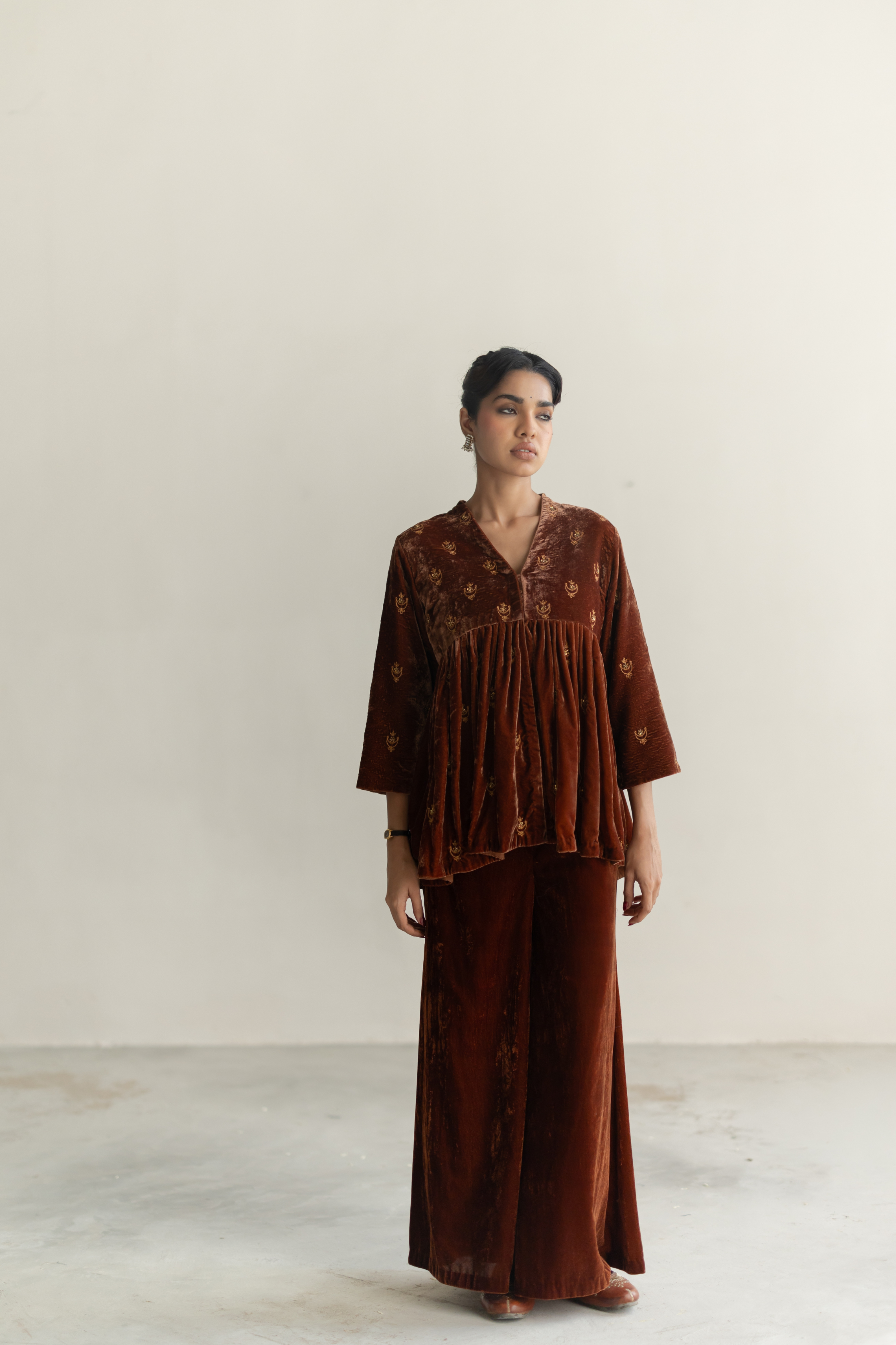 Brown Nadia Gharara set