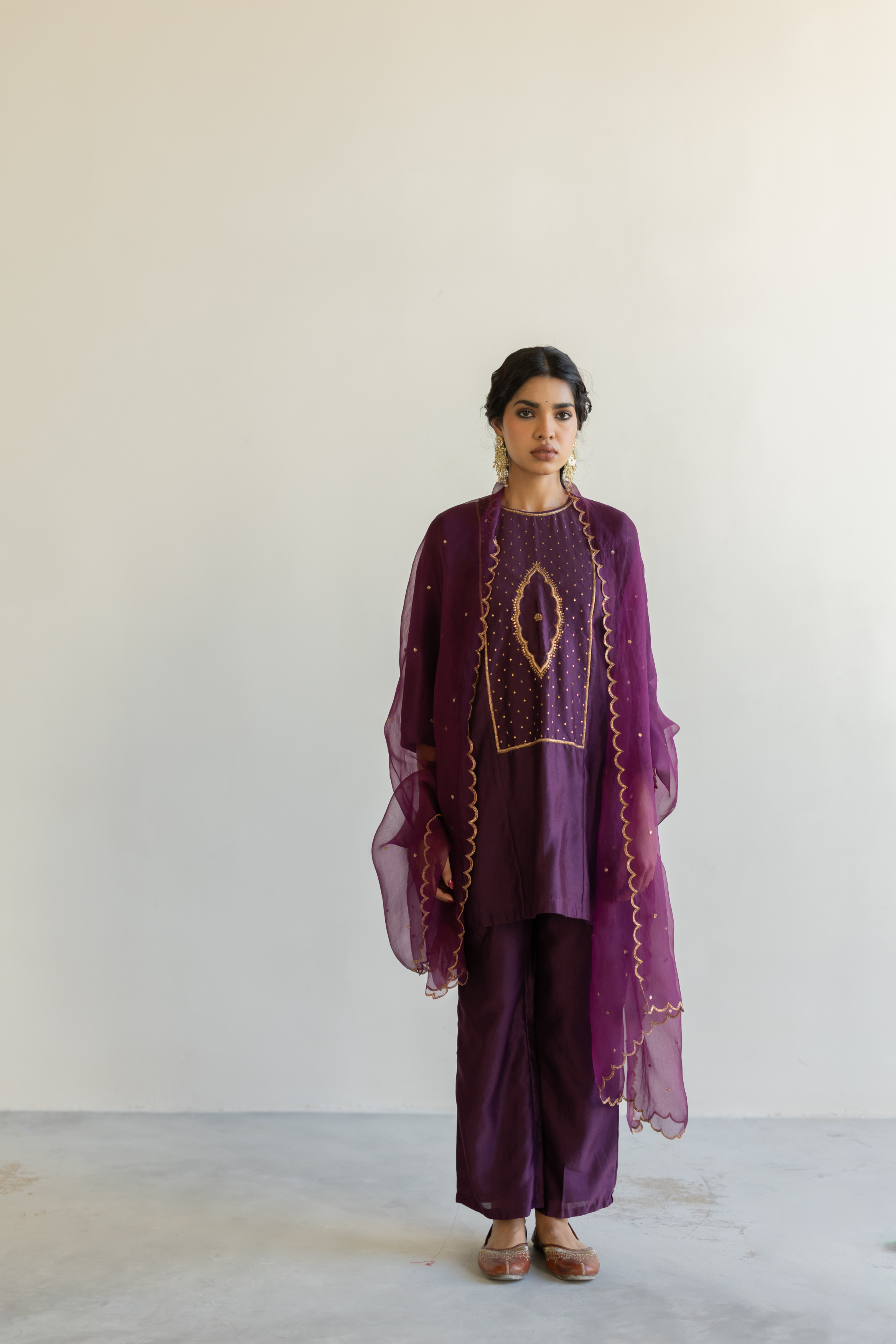Aubergine Naaz kurta with Sitara odhani