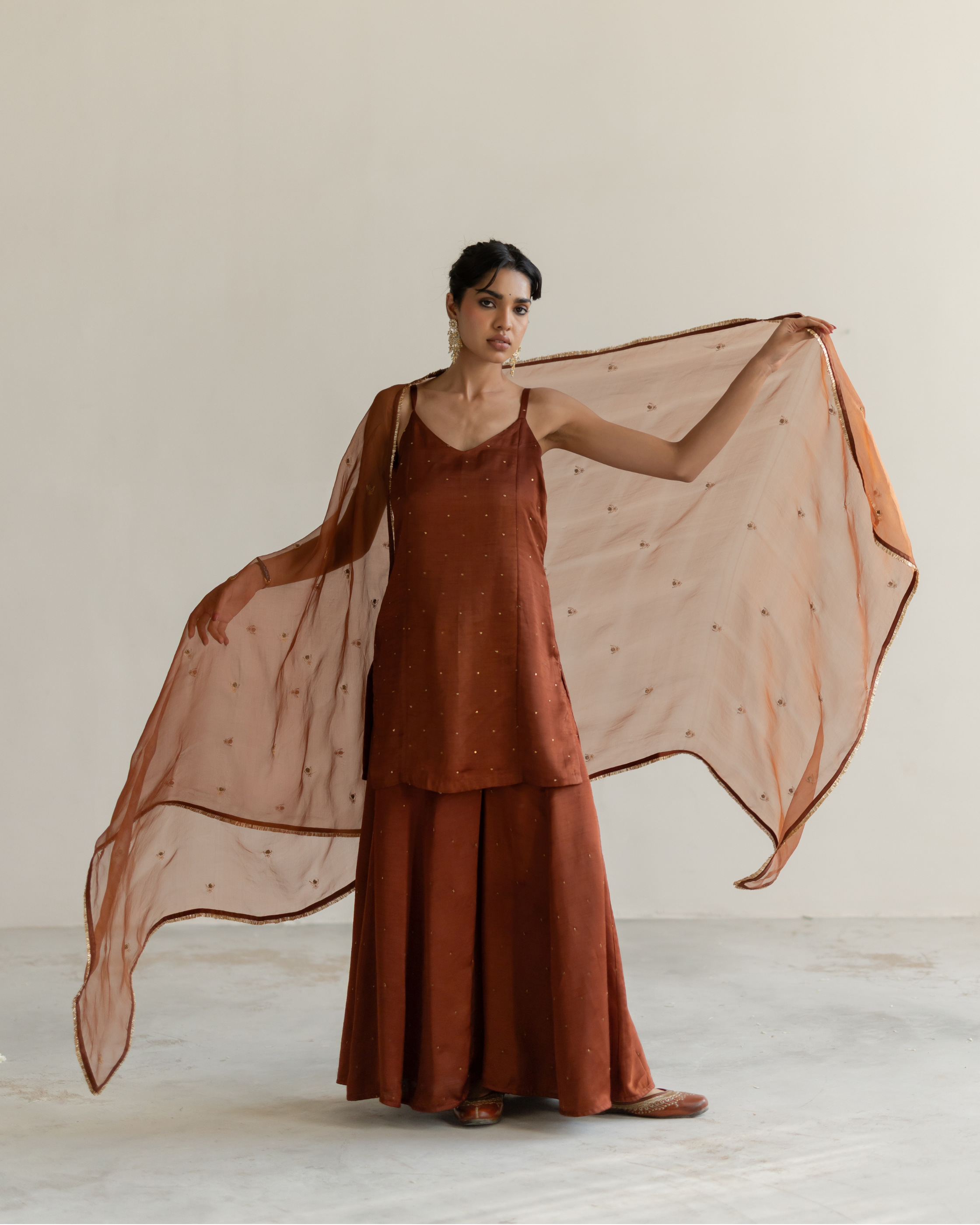 Brown Roshni Gharara Noora Odhani