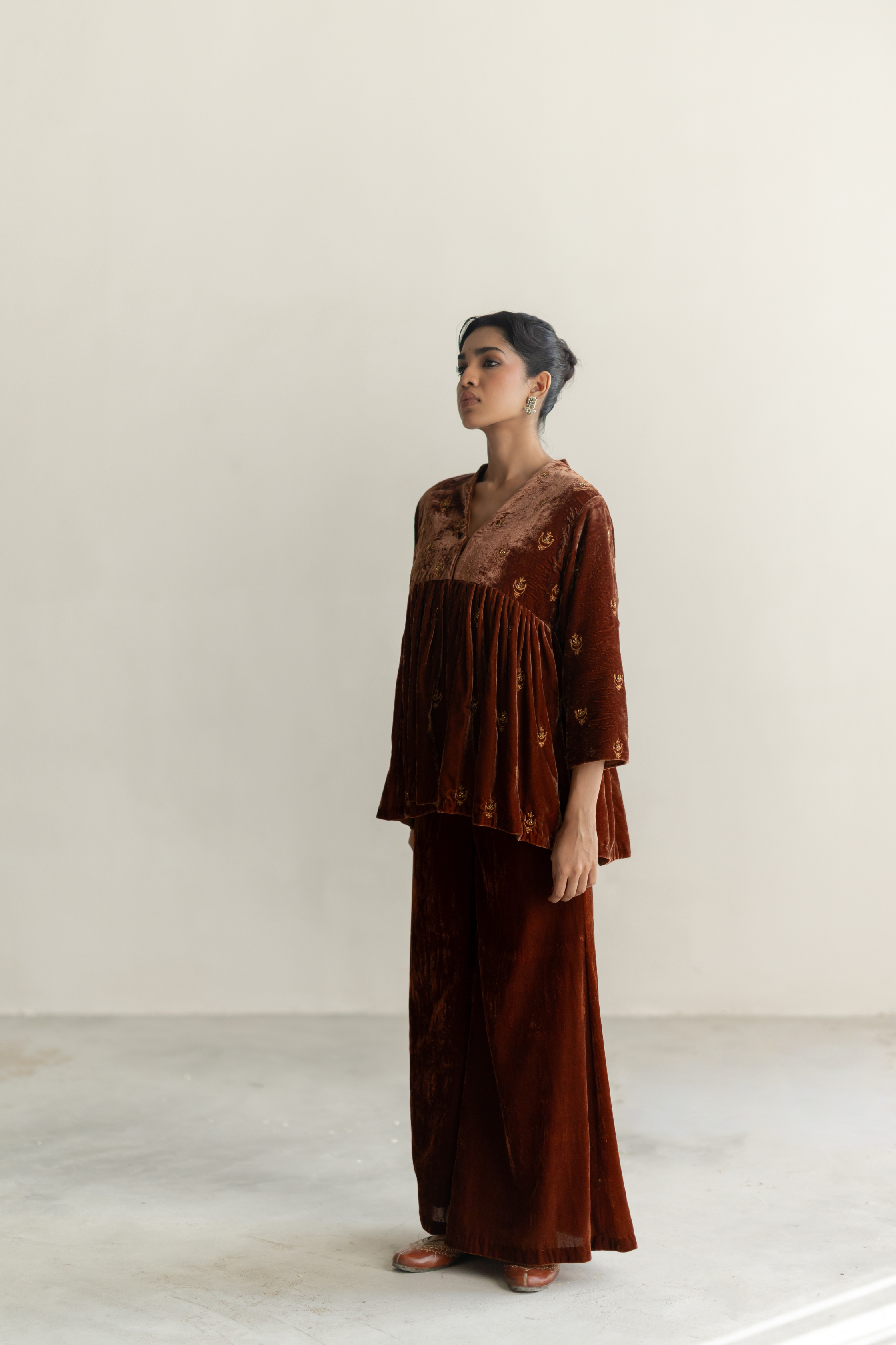 Brown Nadia Gharara set