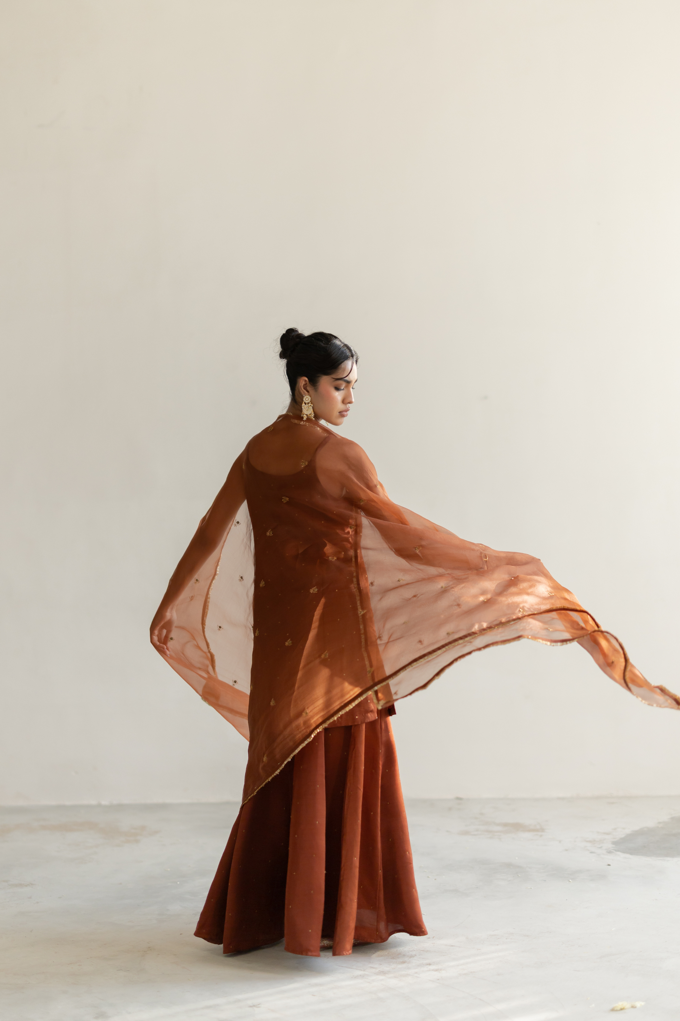 Brown Roshni Gharara Noora Odhani