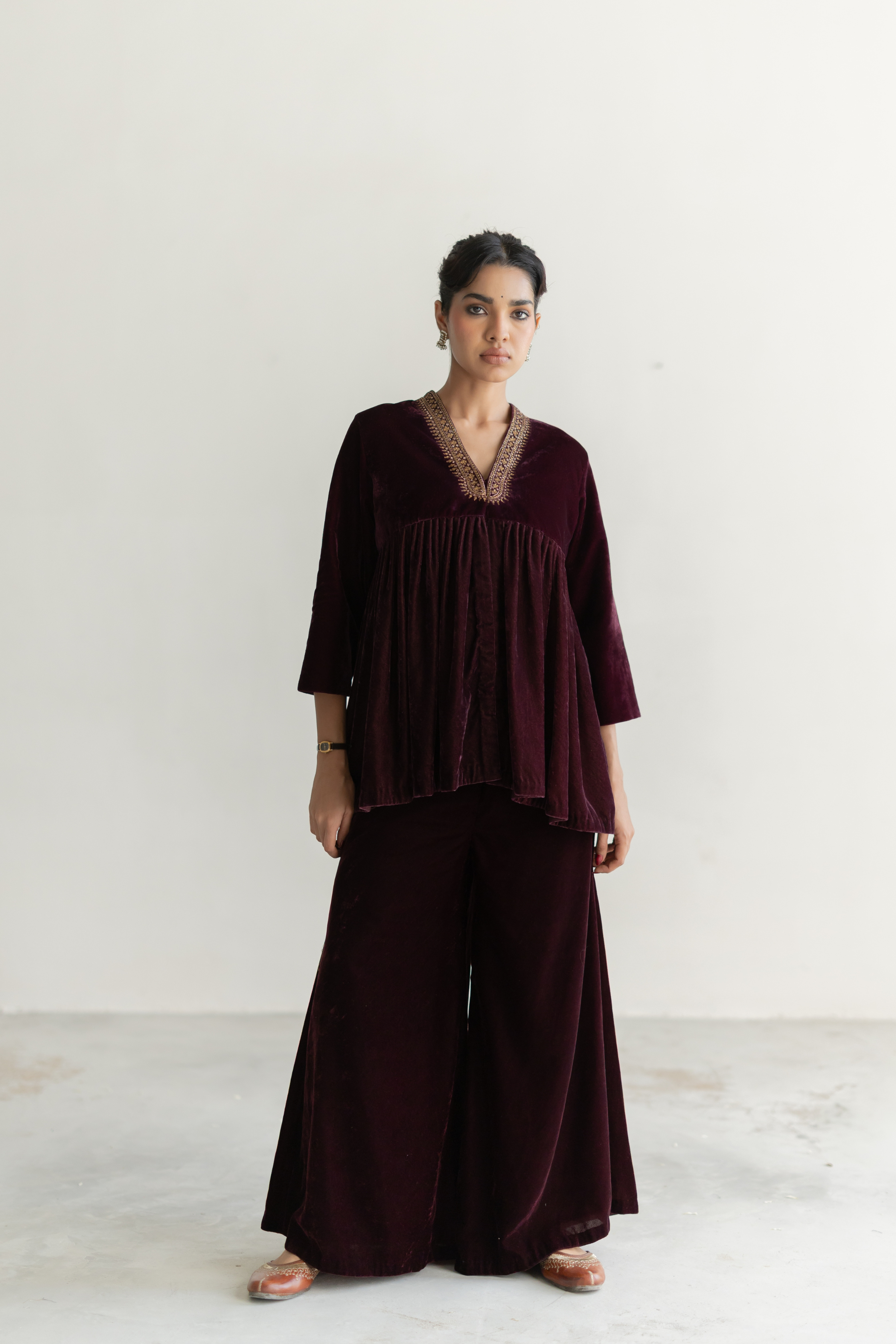 Plum Nadia Gharara set