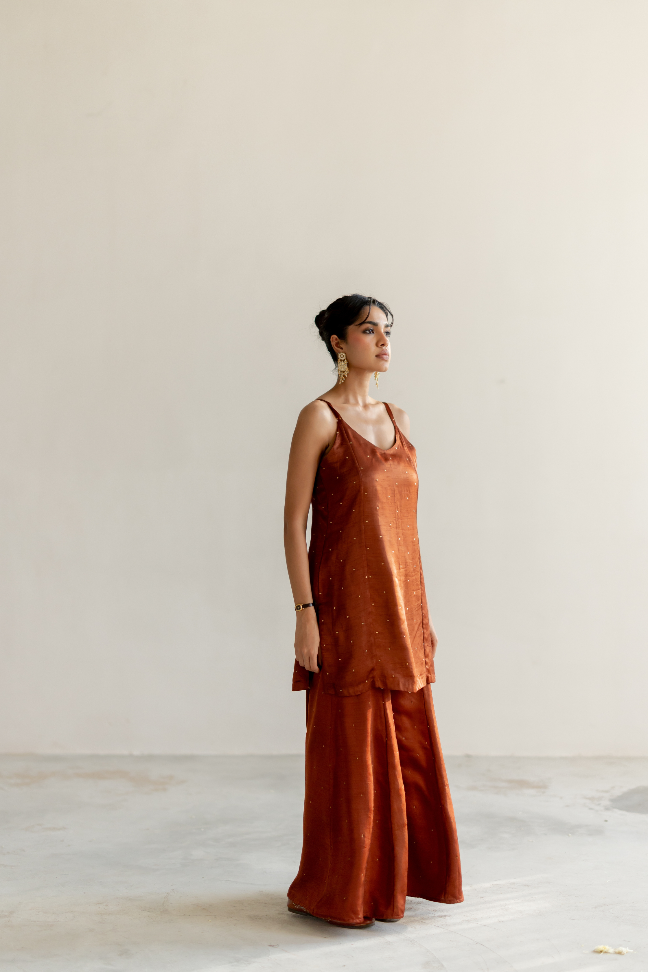 Brown Roshni Gharara set