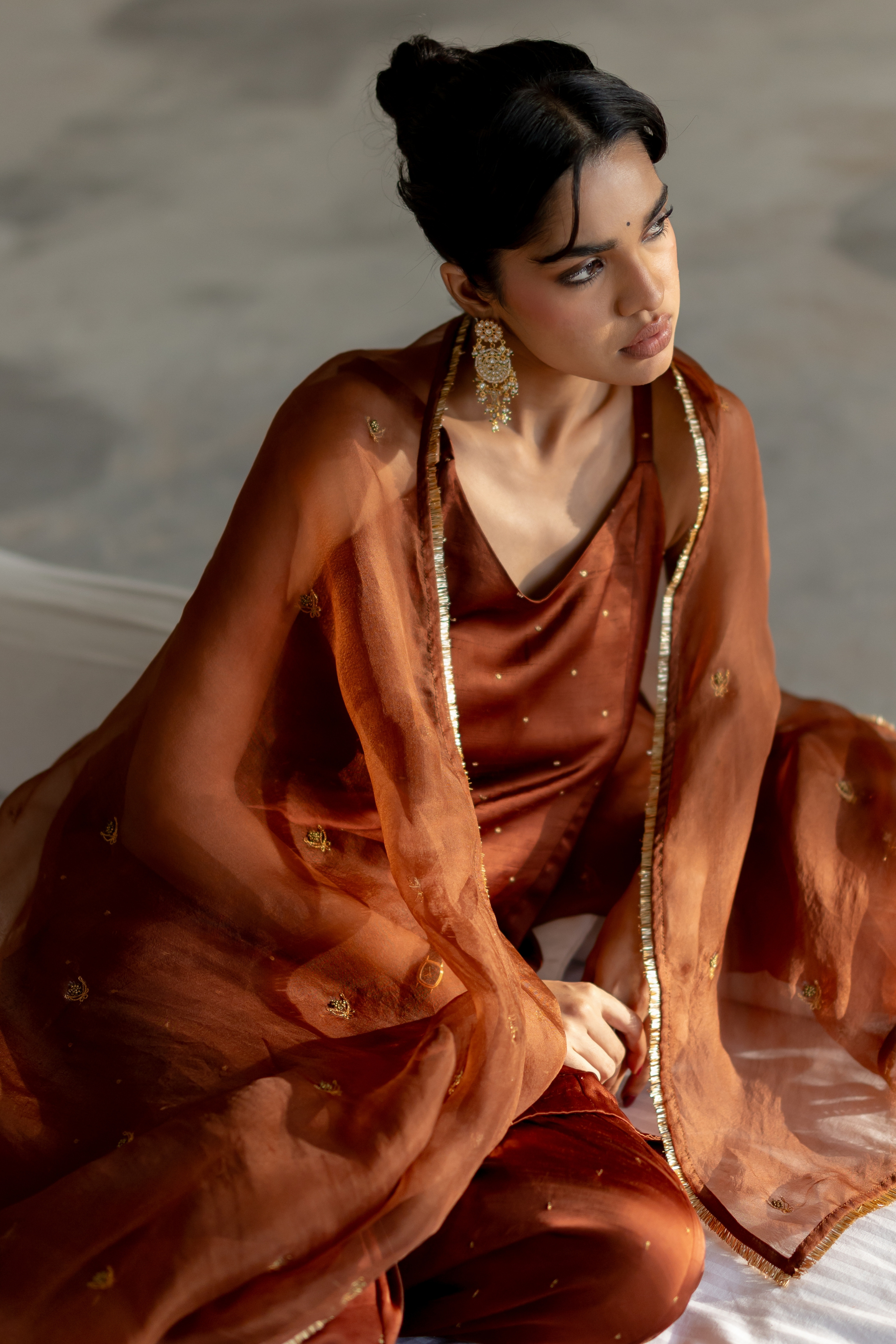 Brown Roshni Gharara Noora Odhani