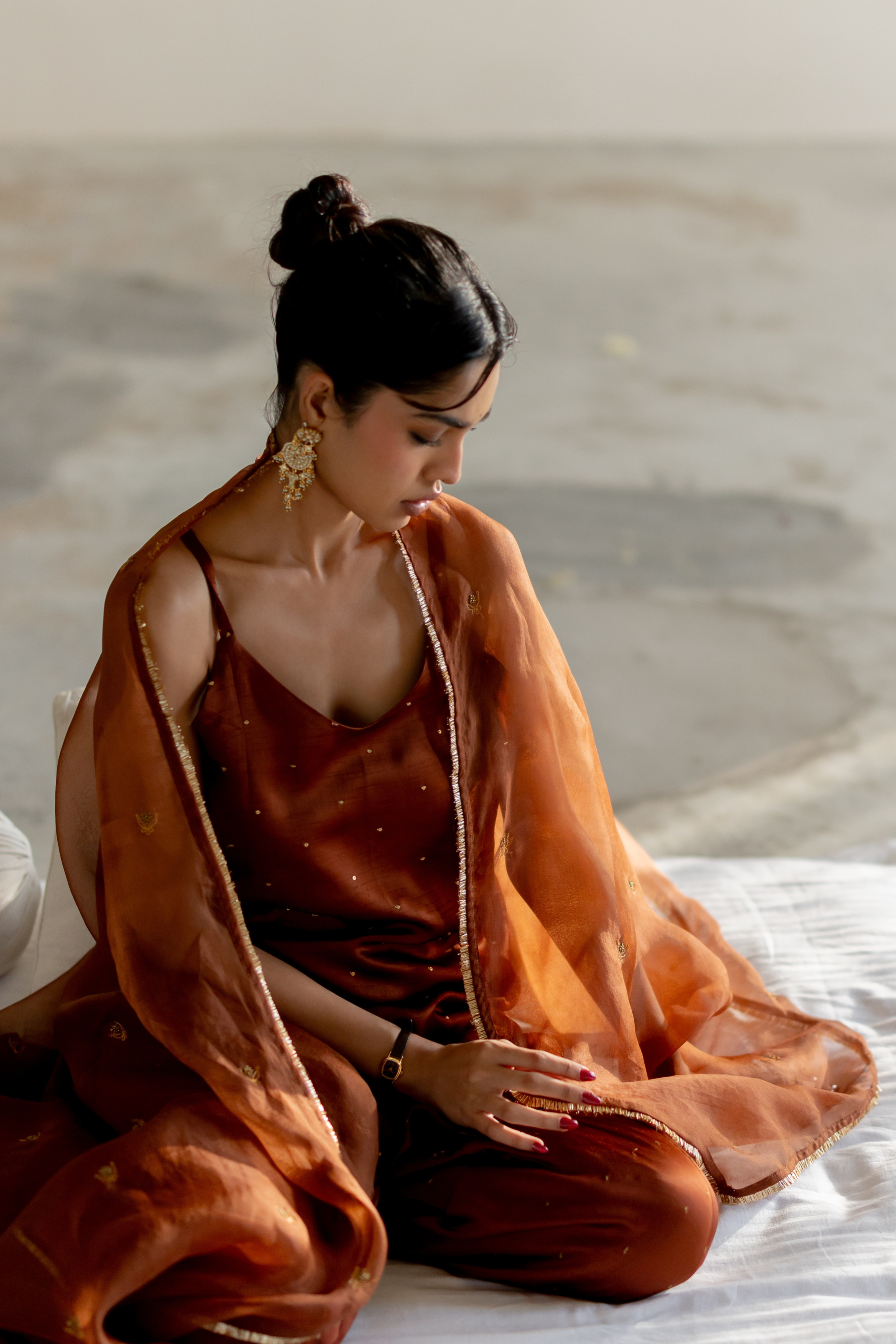 Brown Roshni Gharara Noora Odhani