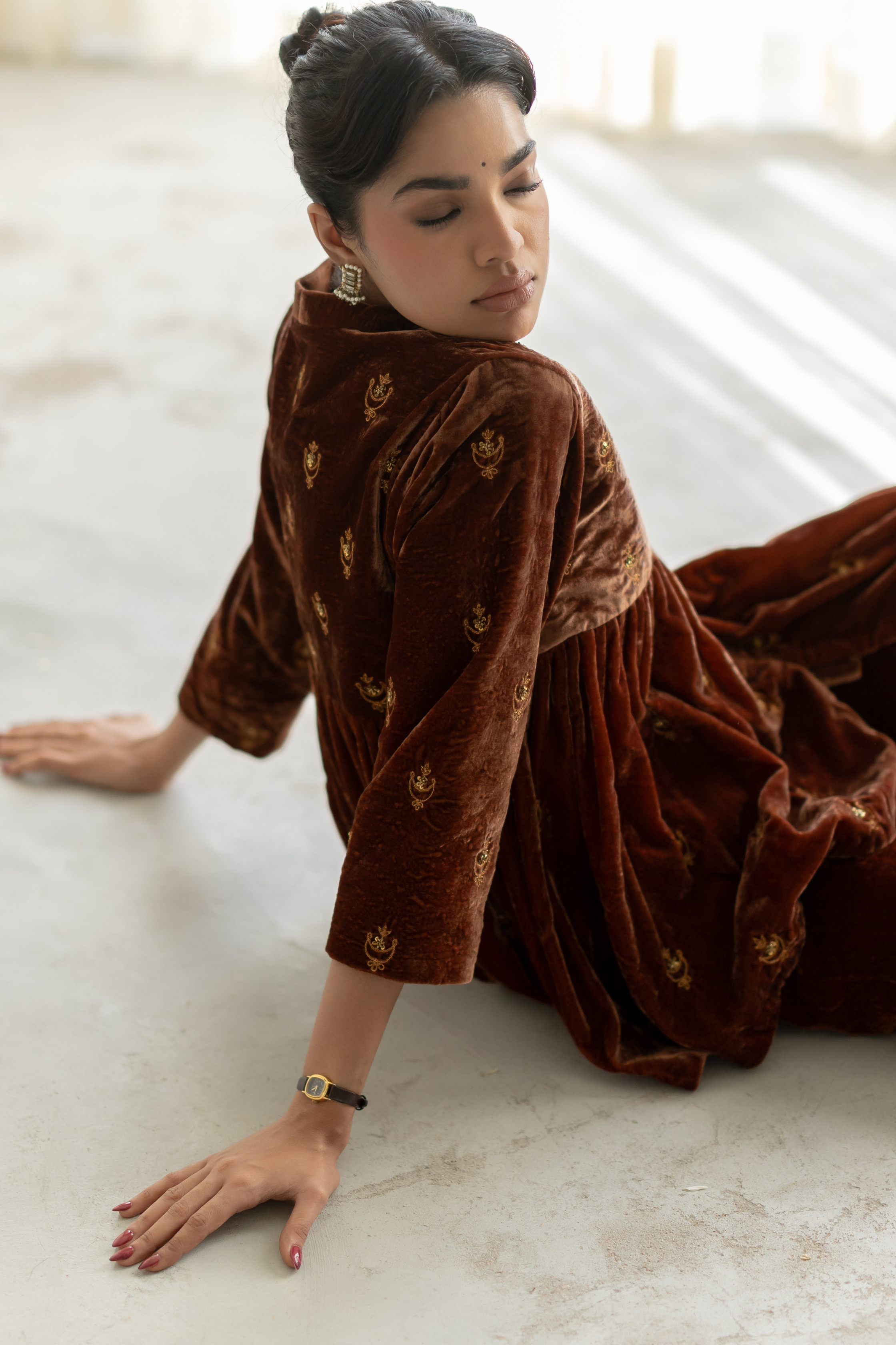 Brown Nadia Gharara set