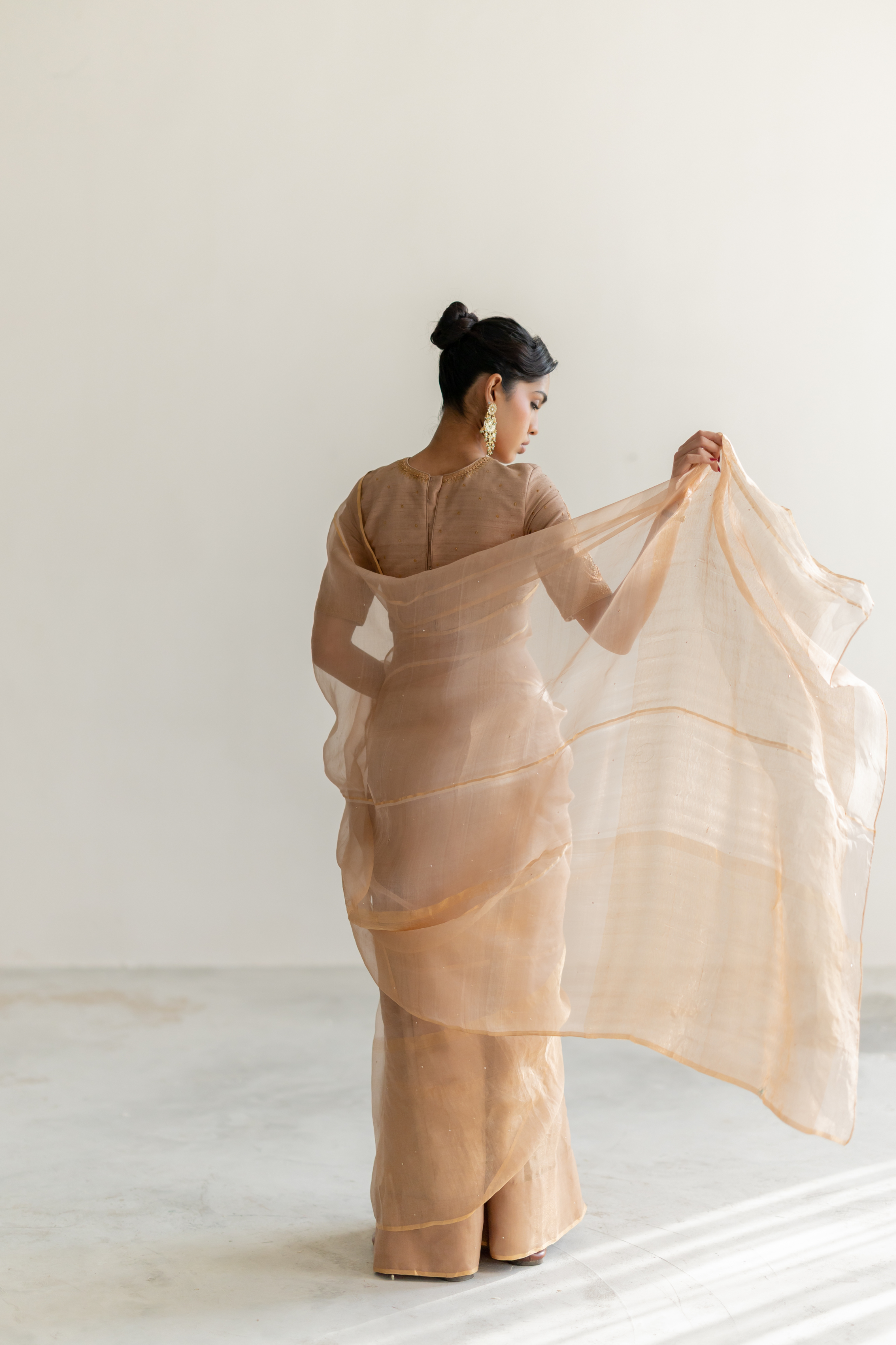 Vintage Brown Gulbahar Saree & Blouse