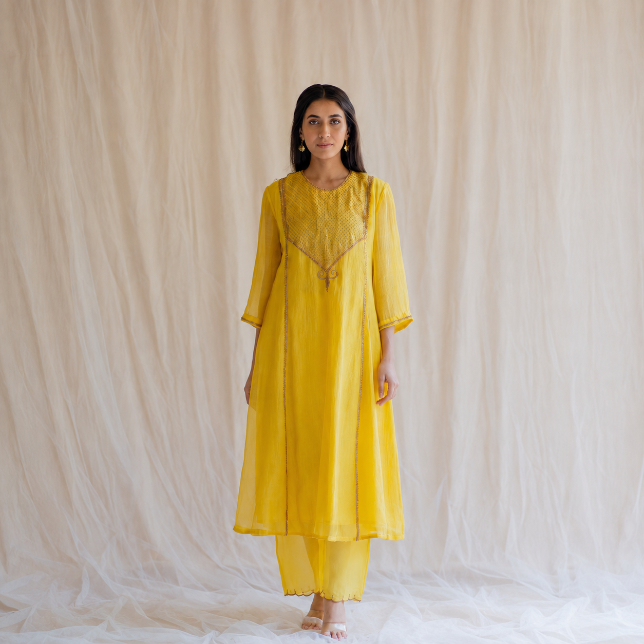Yellow Firdaus Abho And Izaar (Set of 2)