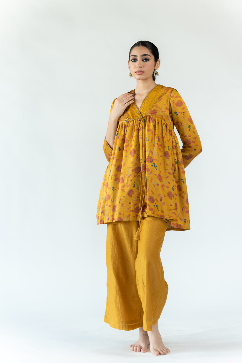 Shagufta Kurta Set - Mustard (Set of 2)