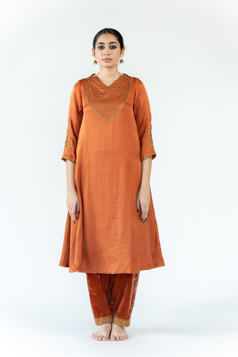 Seher Kurta Set - Rust (Set of 2)