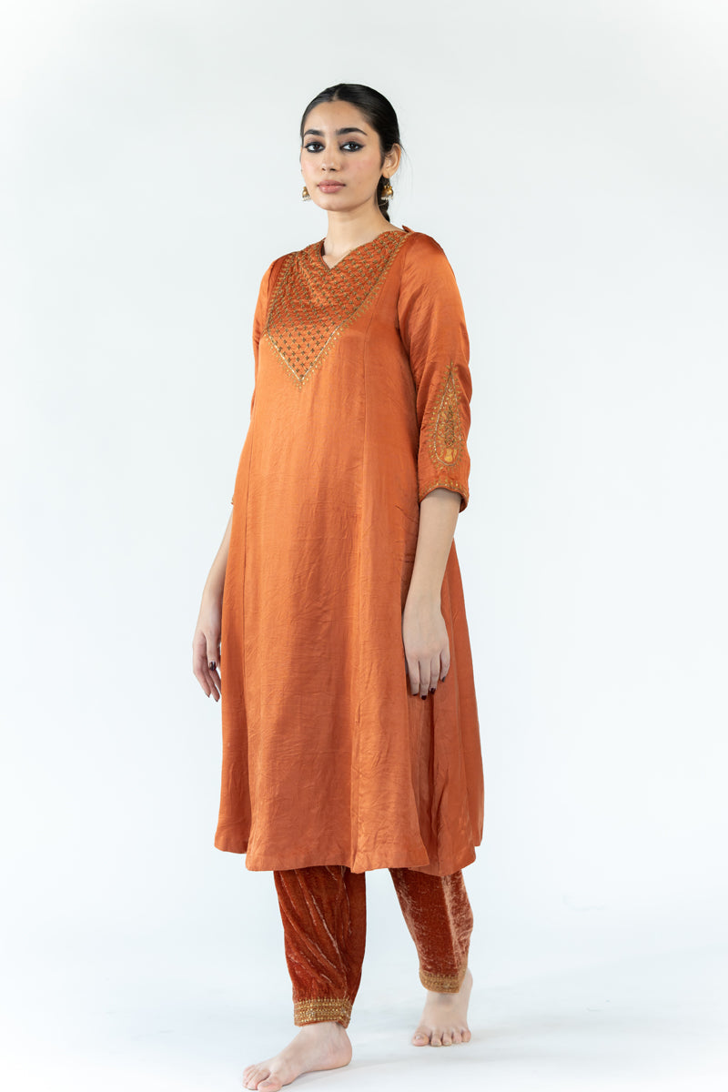 Seher Kurta Set - Rust (Set of 2)