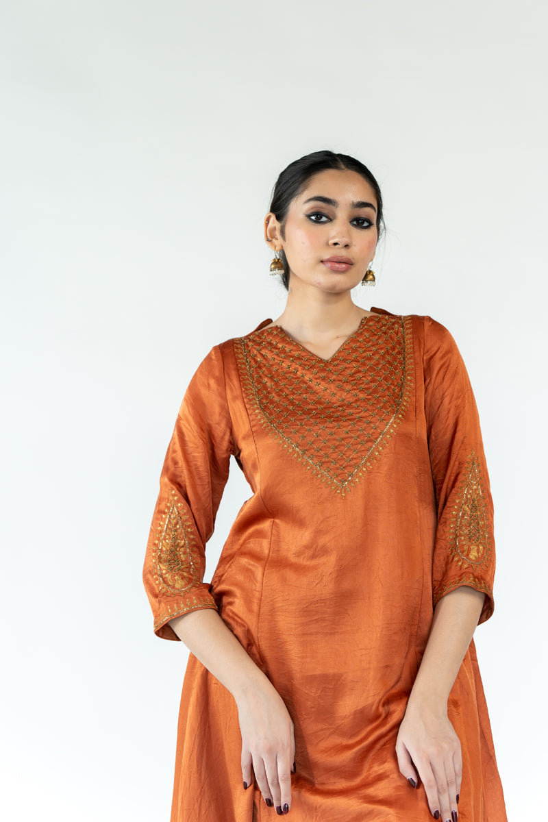 Seher Kurta Set - Rust (Set of 2)