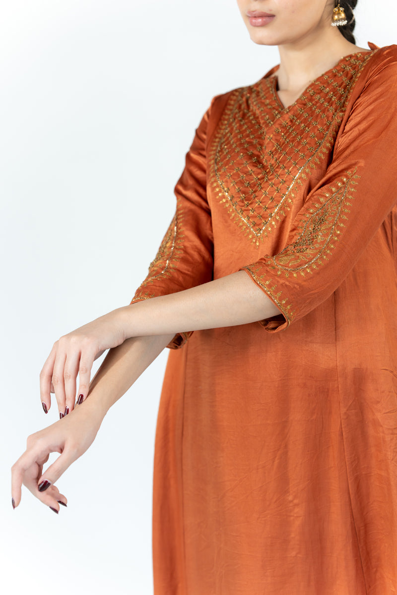 Seher Kurta Set - Rust (Set of 2)