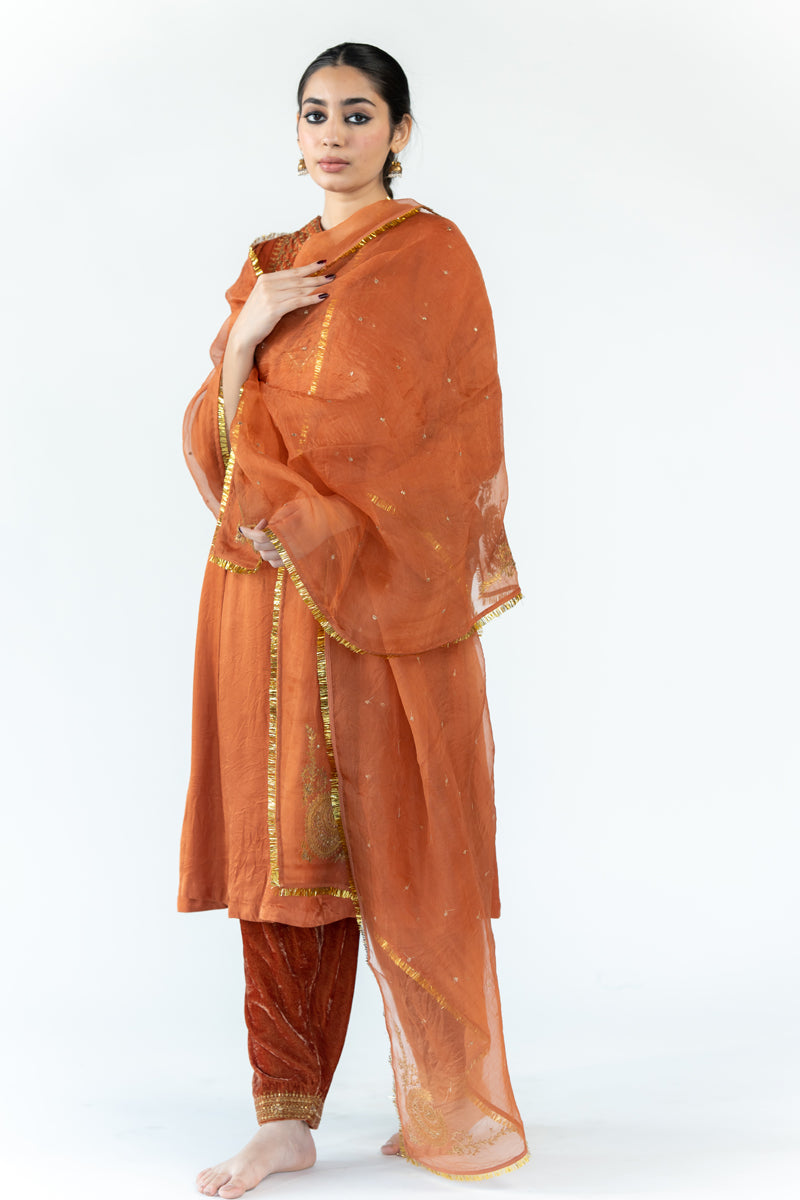 Seher Kurta Set - Rust (Set of 2)