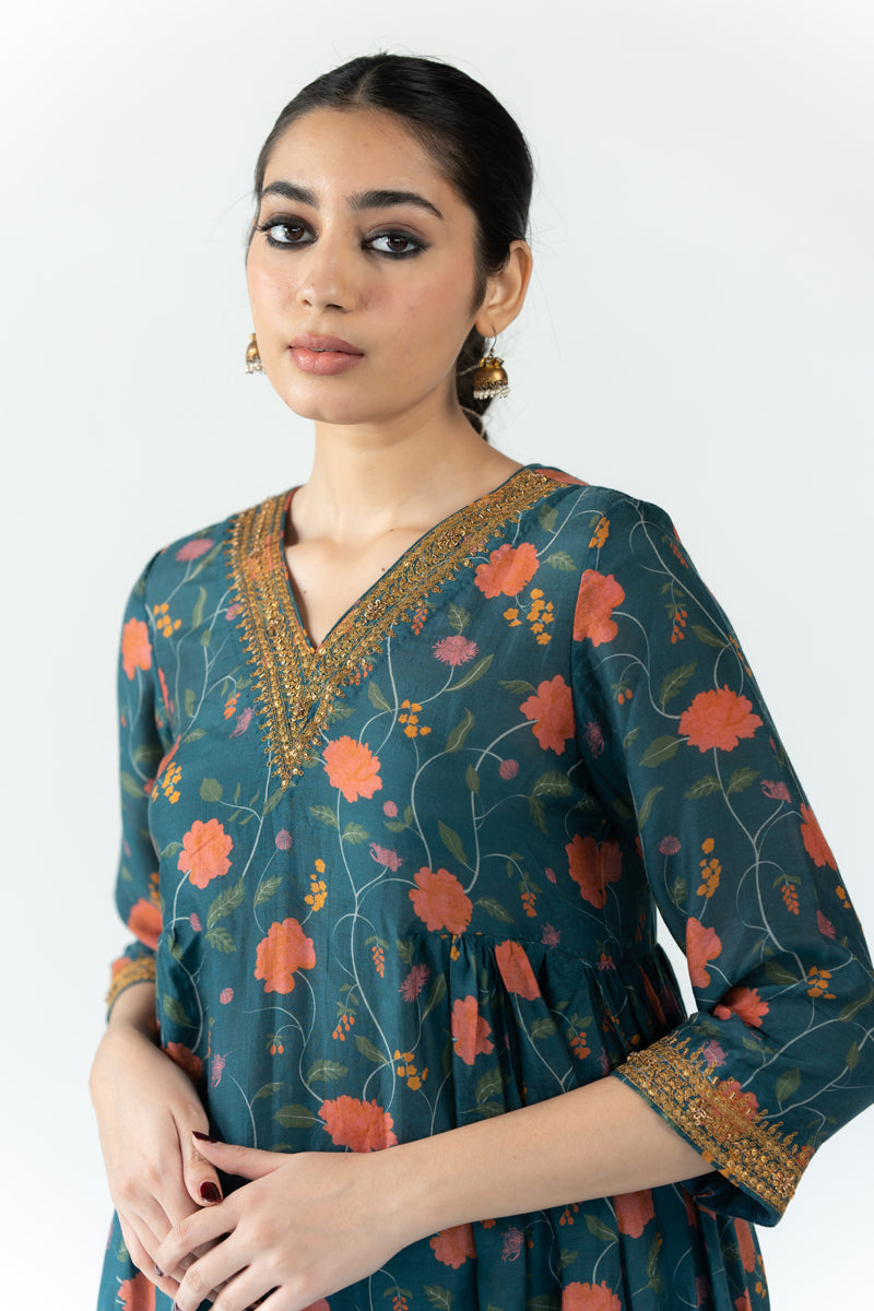 Zoya Kurta Set - Teal (Set of 2)