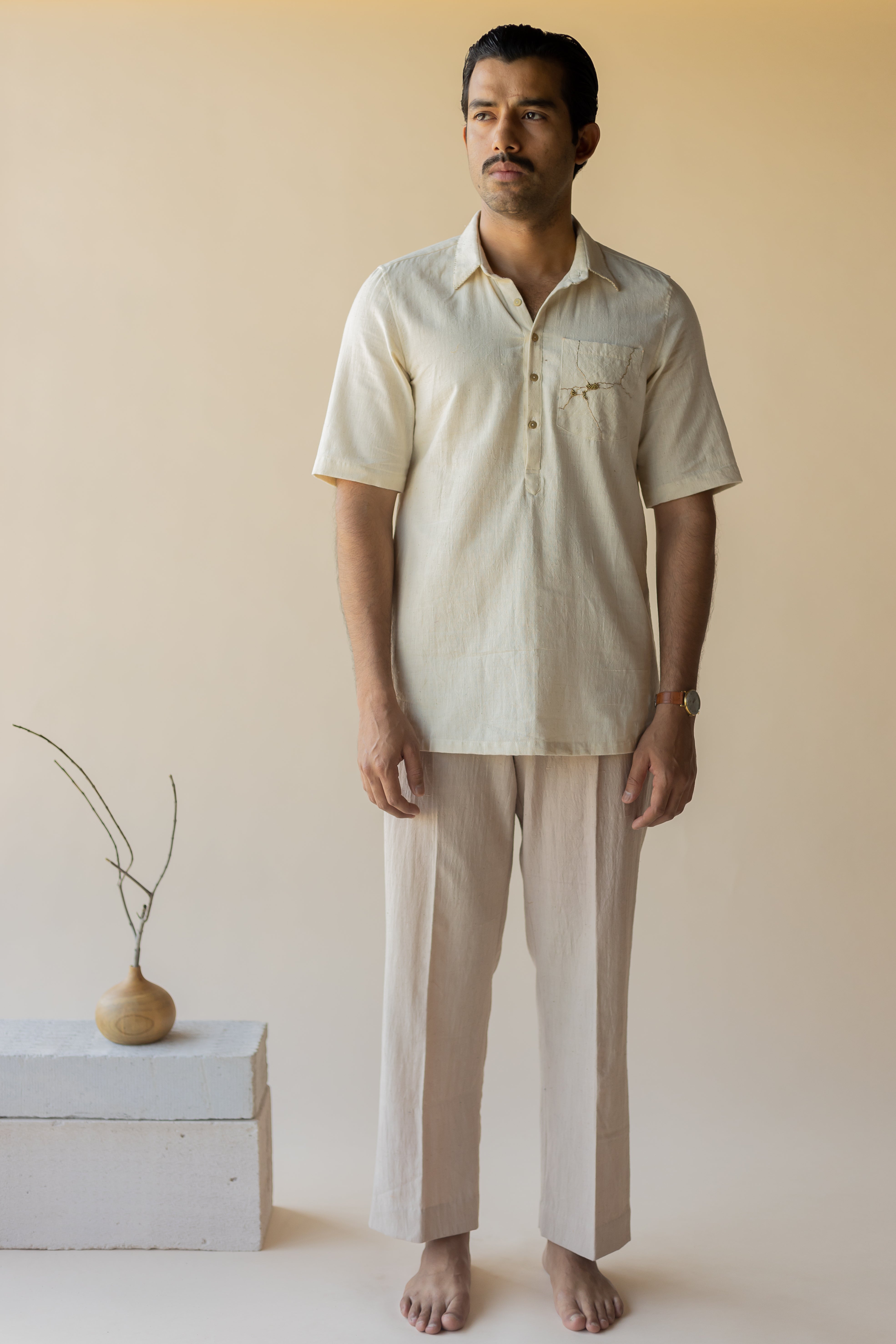 Beige Men's Retro Pants