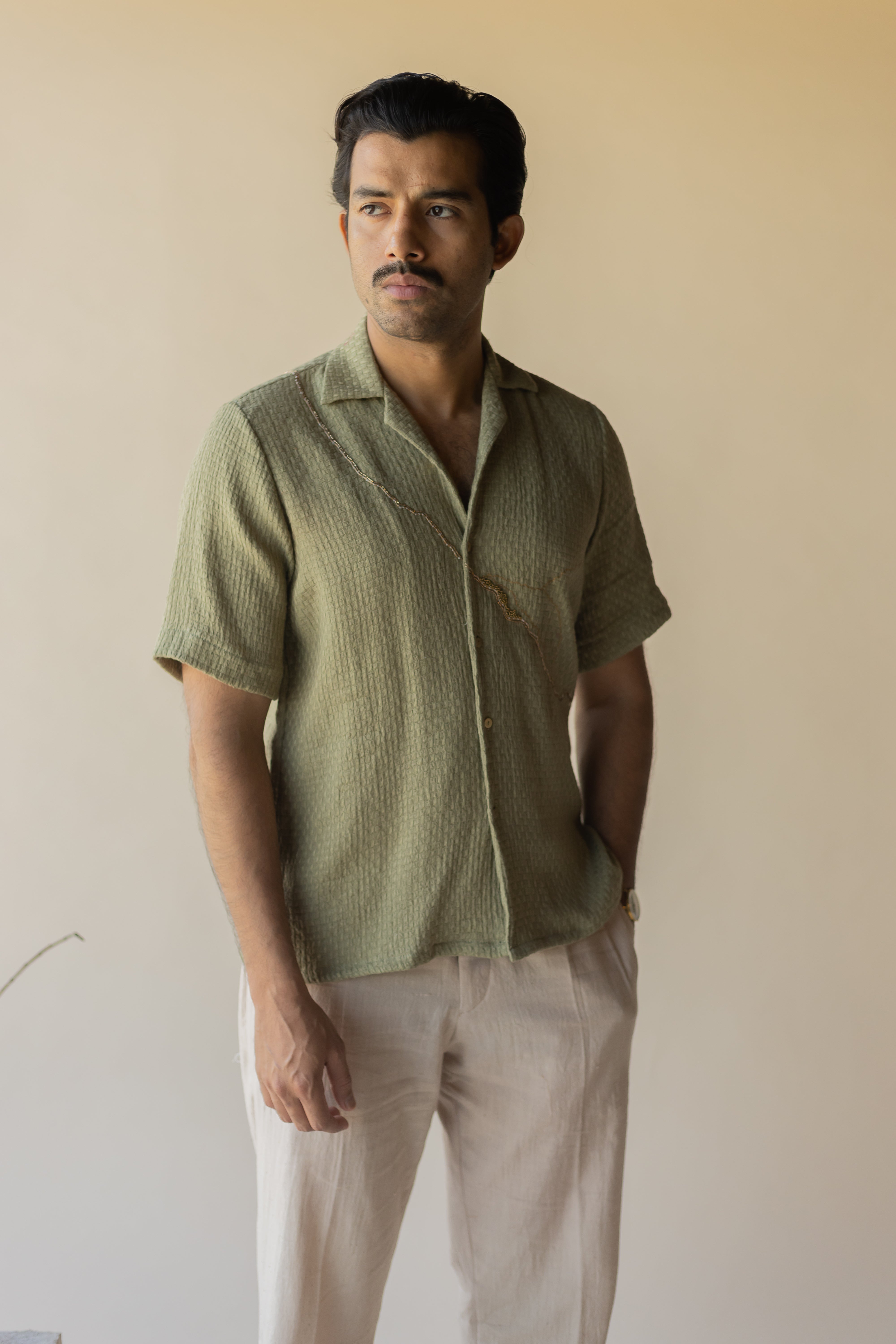 Sage Green Hasu Textured Shirt