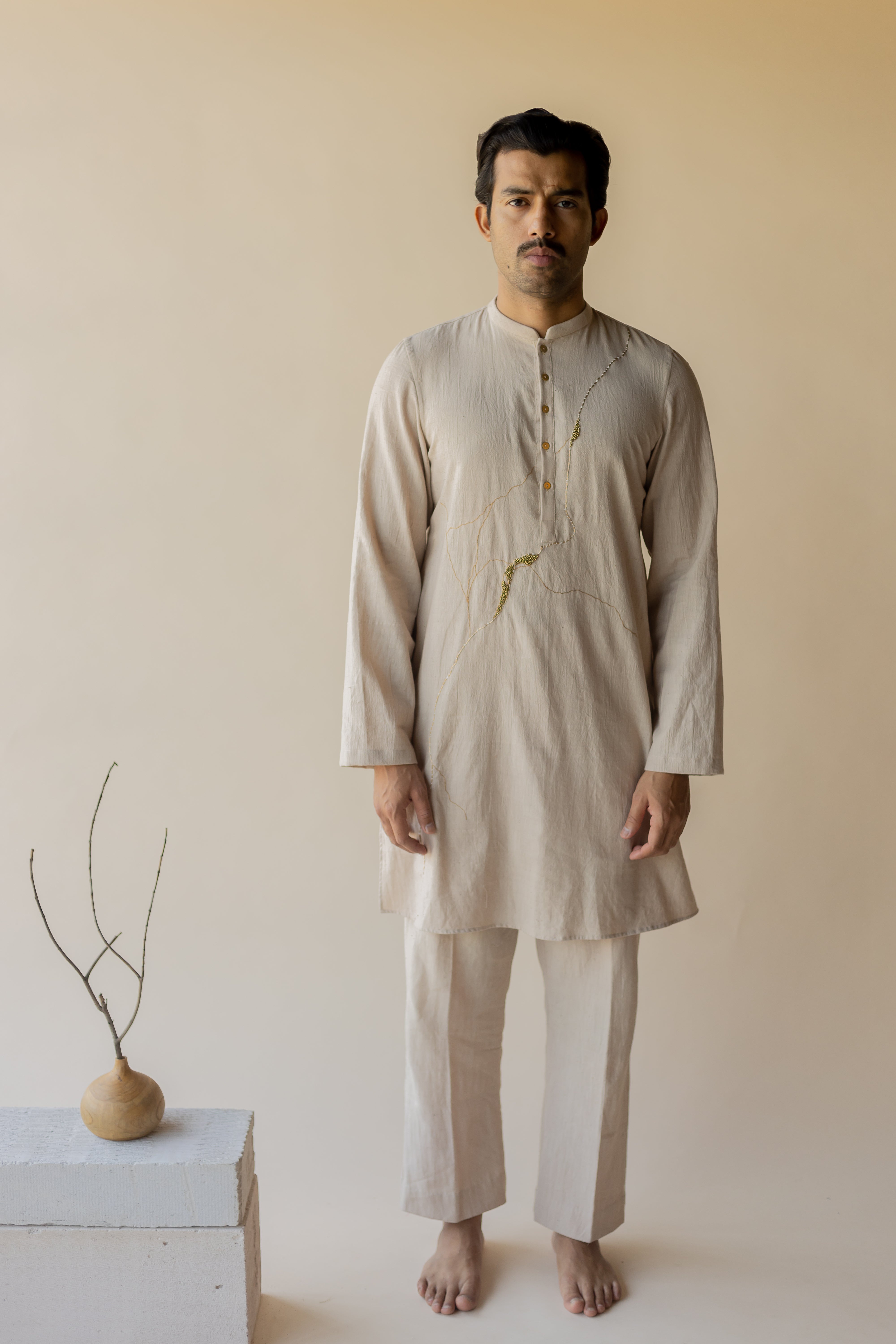 Beige Botan Kurta Set (Set of 2)