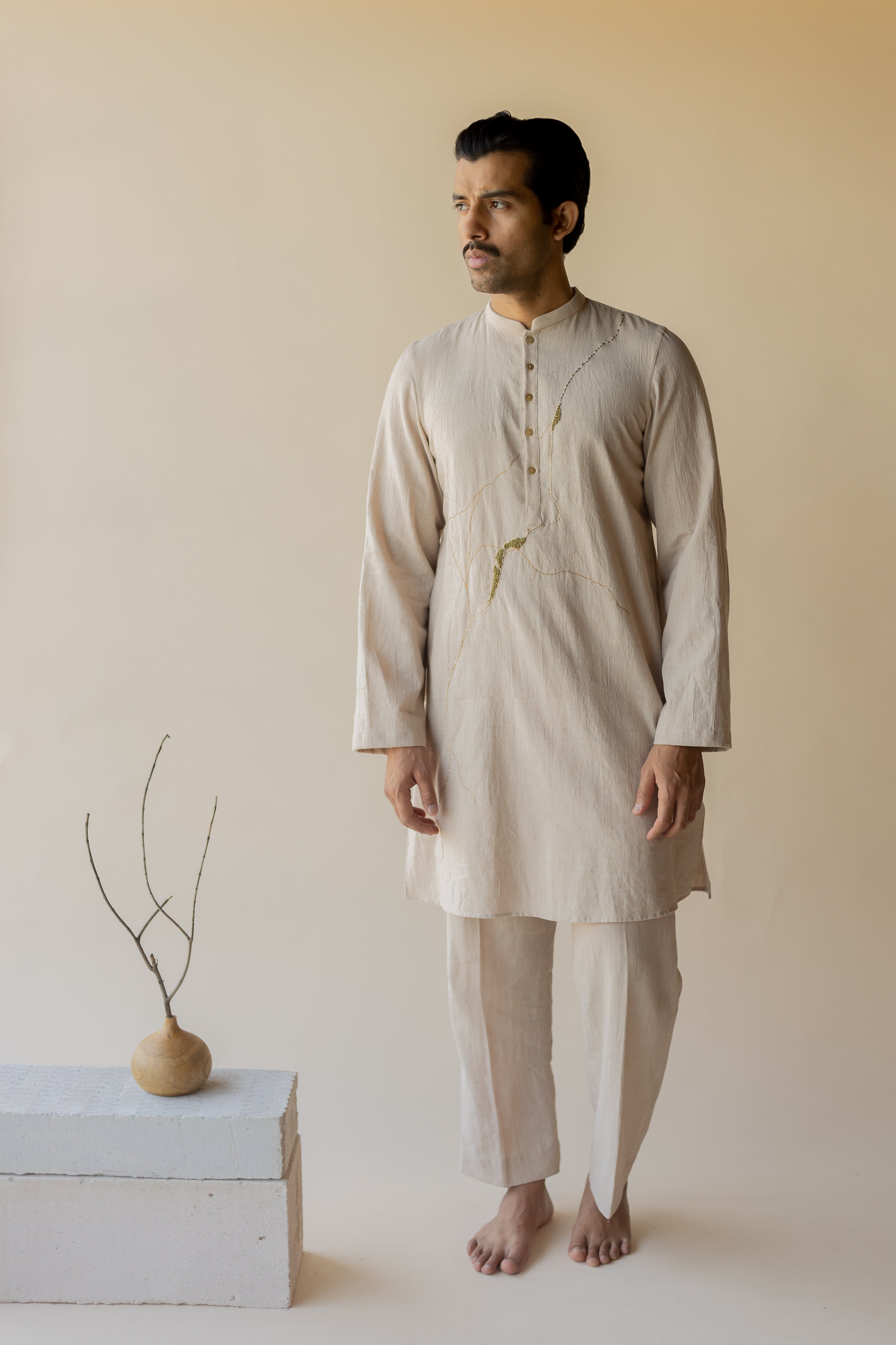 Beige Botan Kurta Set (Set of 2)