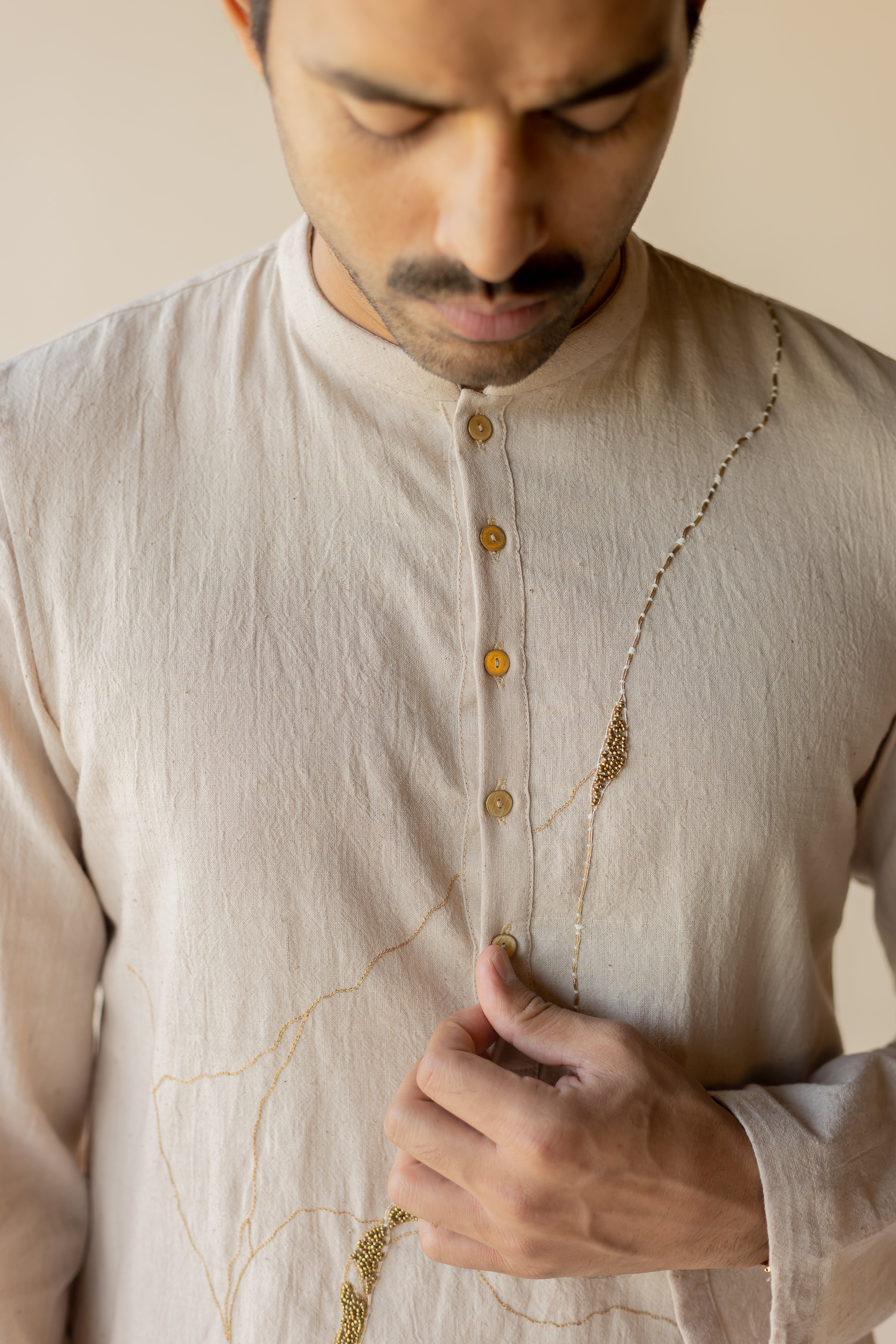 Beige Botan Kurta Set (Set of 2)