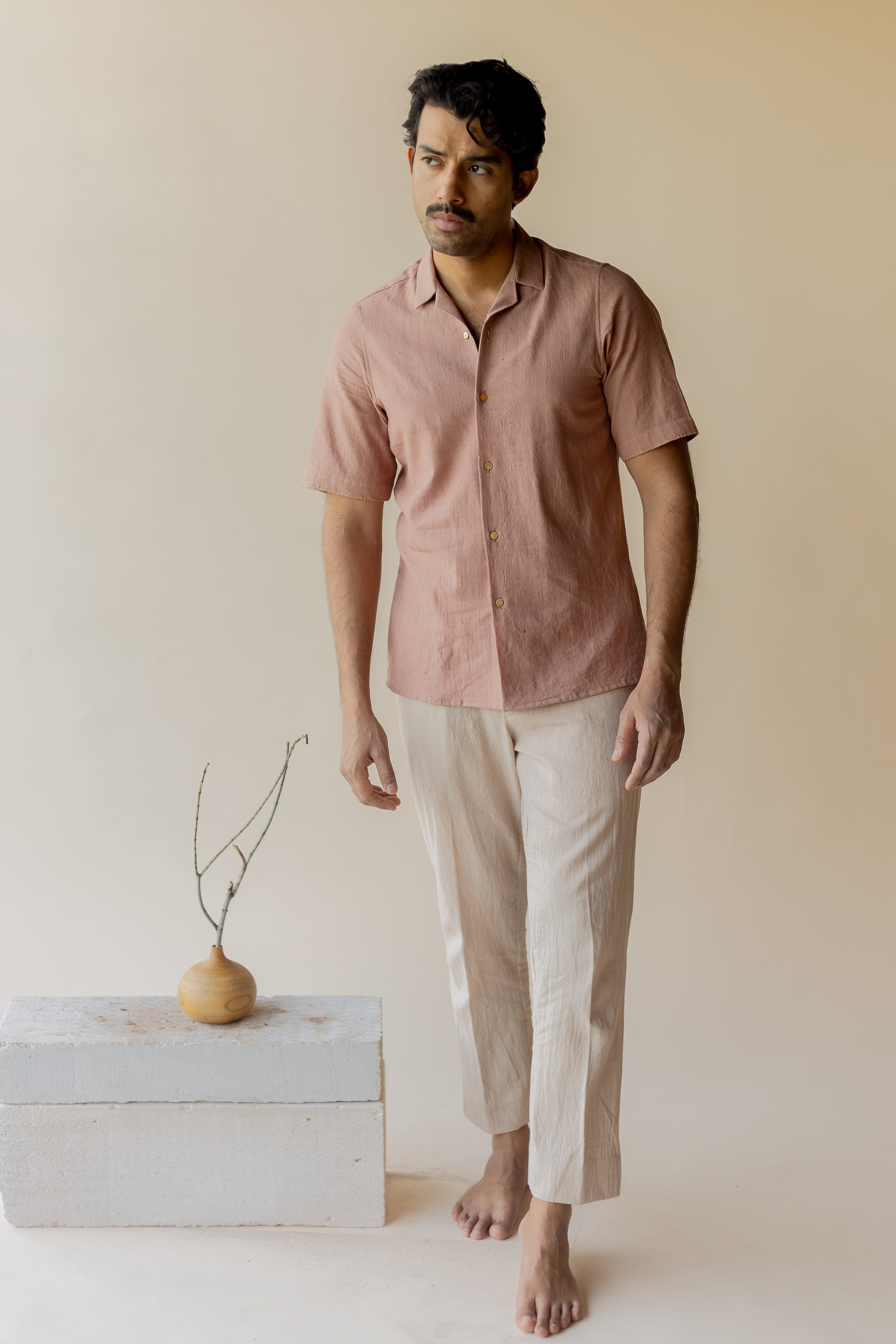 Mauve Hasu Khadi Shirt